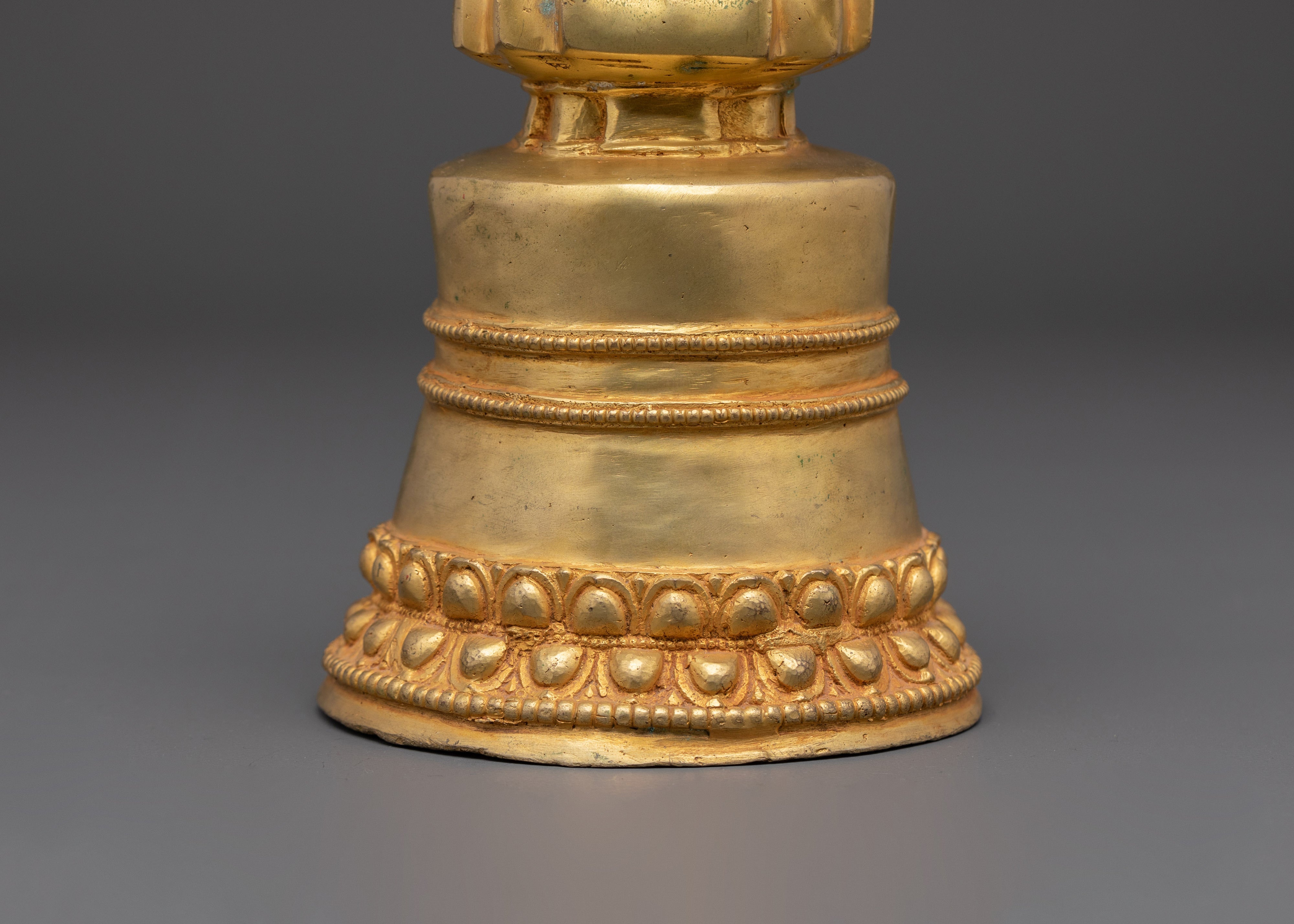 Sacred Tibetan Buddhist Stupa | Gold-Plated Copper Spiritual Symbol