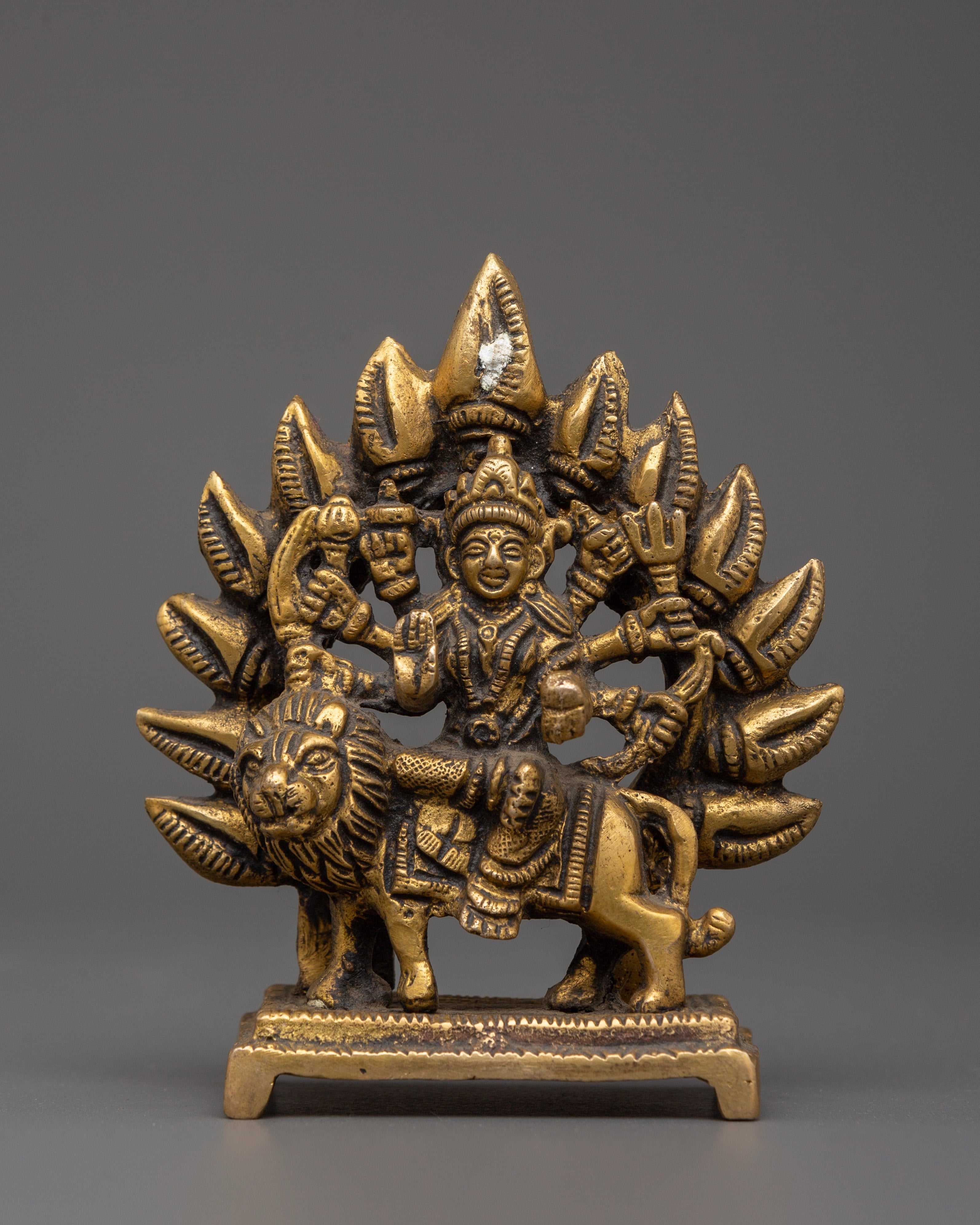 Brass Durga Statue on Lion 