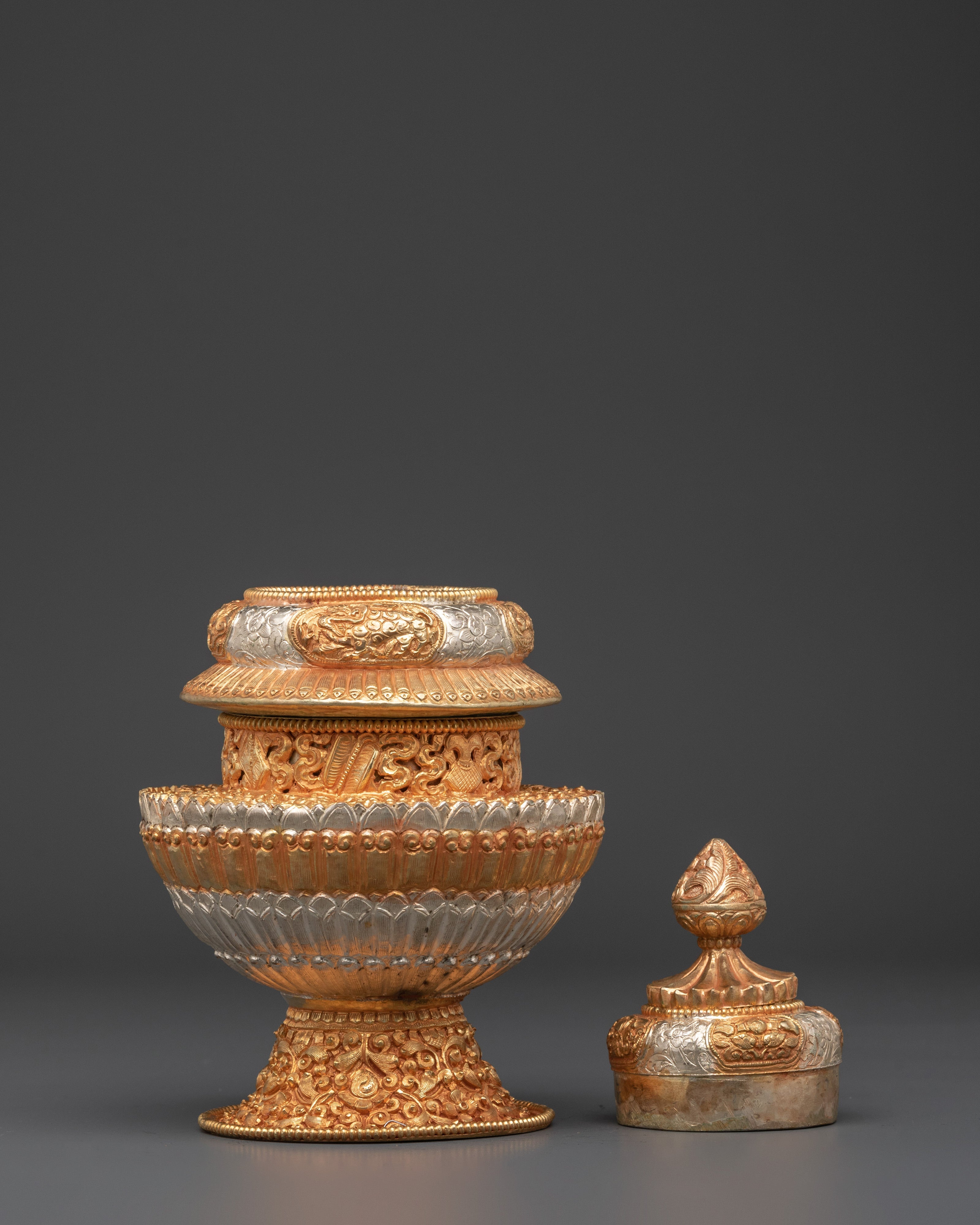 Himalayan Handcrafted Rice Pot | Traditional Copper & Silver Plated Art