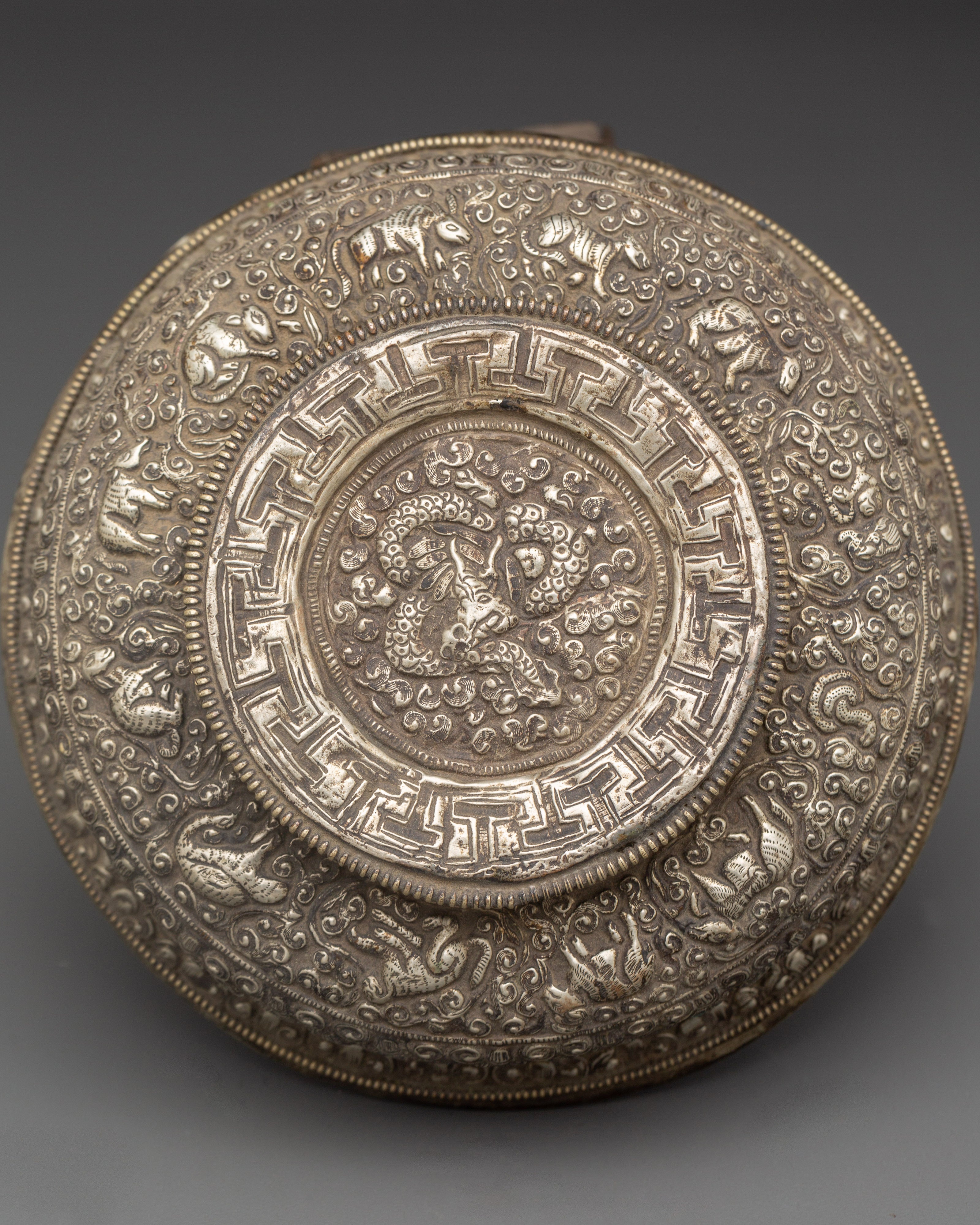 Coral and Turquoise Inlaid Bowl | Shrine Offering Bowl