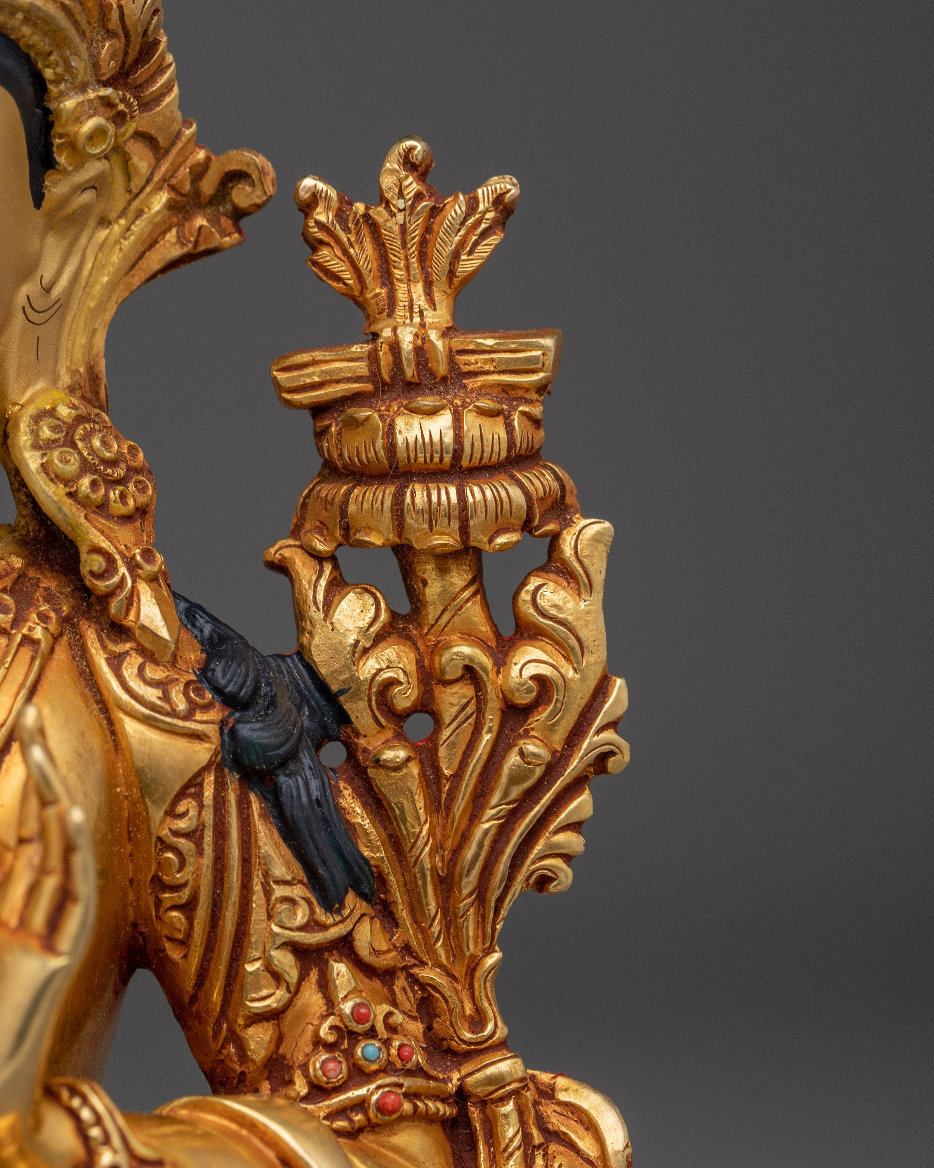 Golden Wisdom Embodiment Manjushri Statue | Buddhist Spiritual Artwork