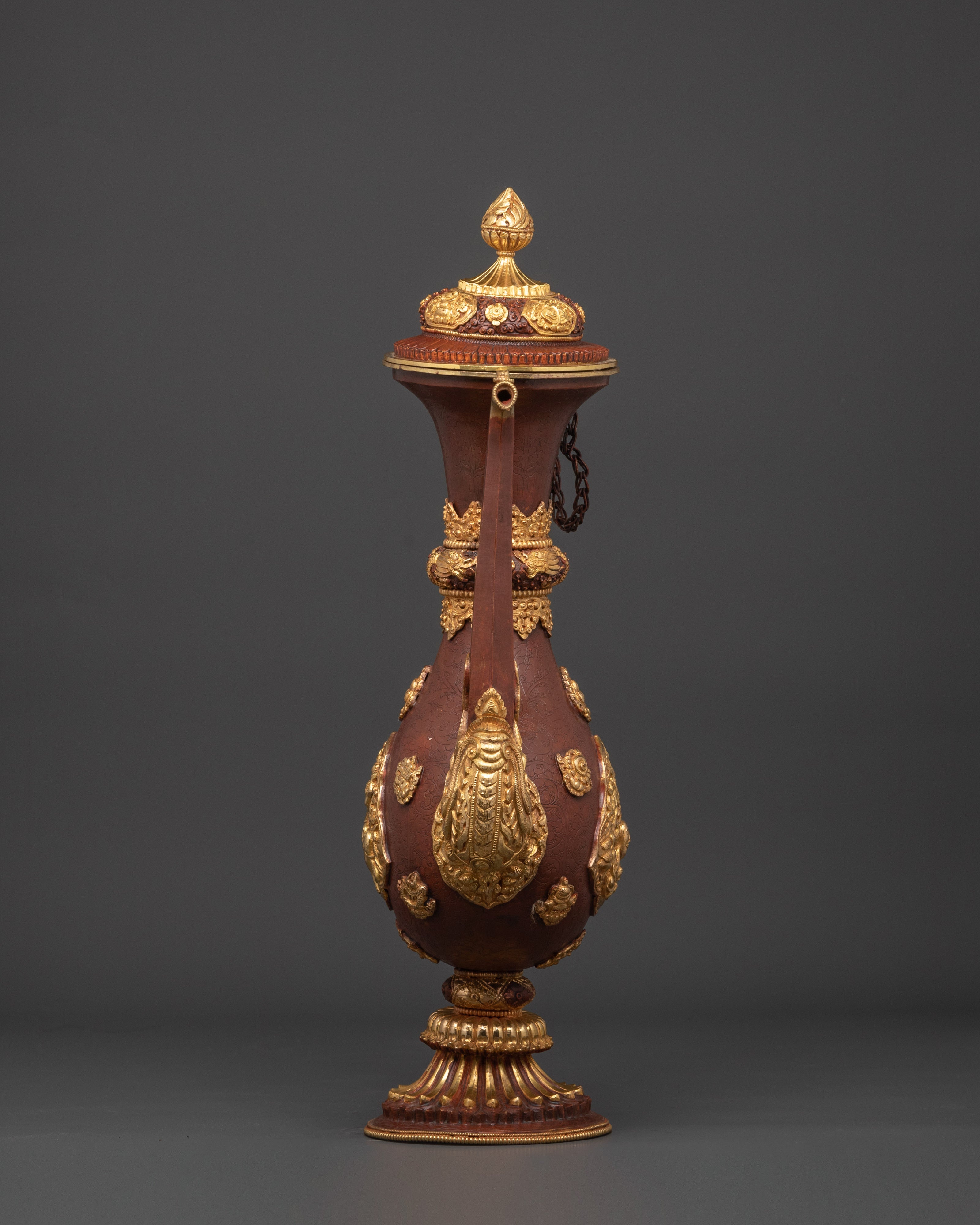 Handcrafted Buddhist Ritual Vessel Bhumba | Oxidized Copper Sacred Offering Pot