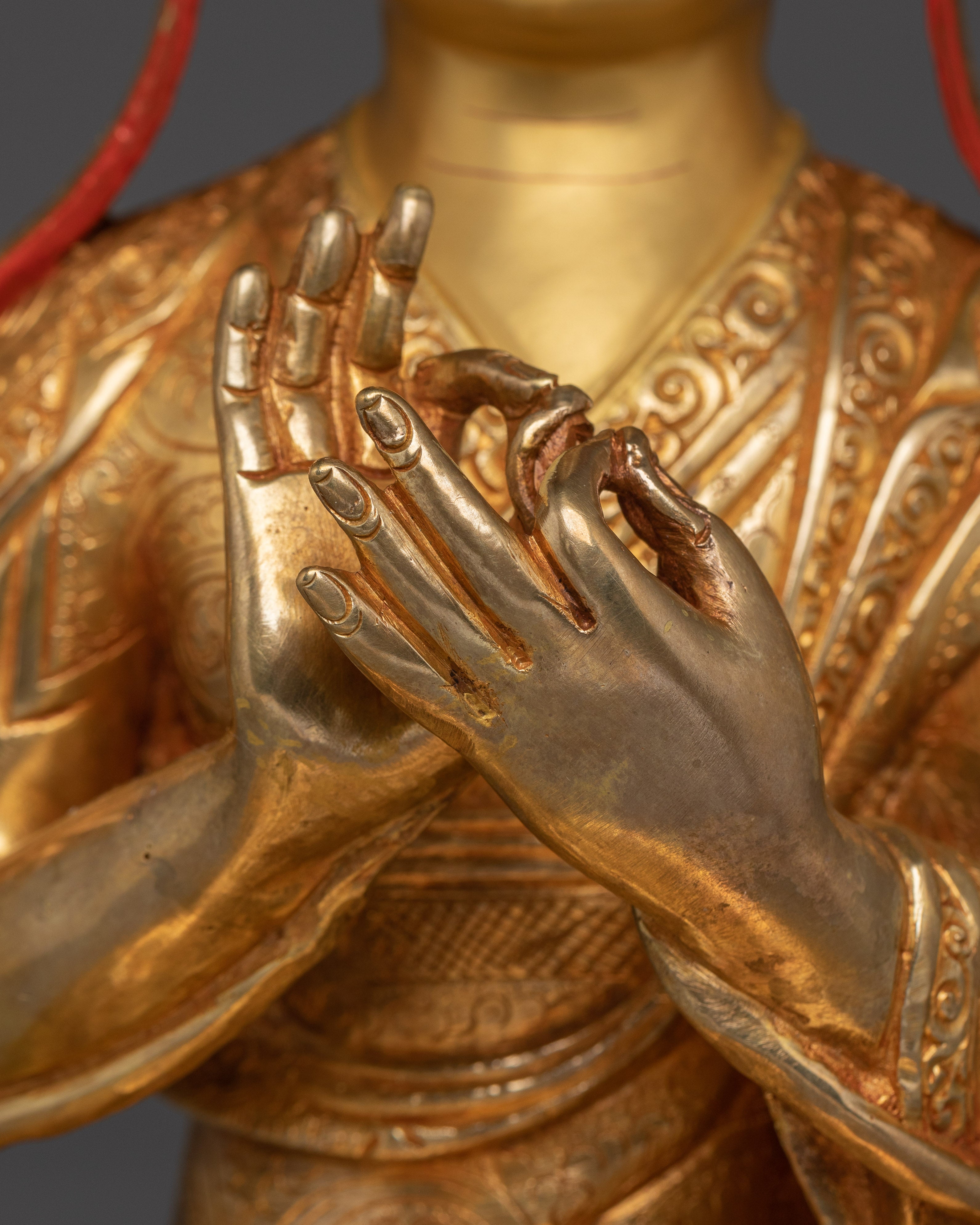 24K Gold Gilded Tsongkhapa Statue |  Meditation and Spiritual Enlightenment
