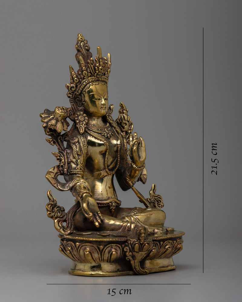 Mother Green Tara Statue | Graceful Representation in Copper