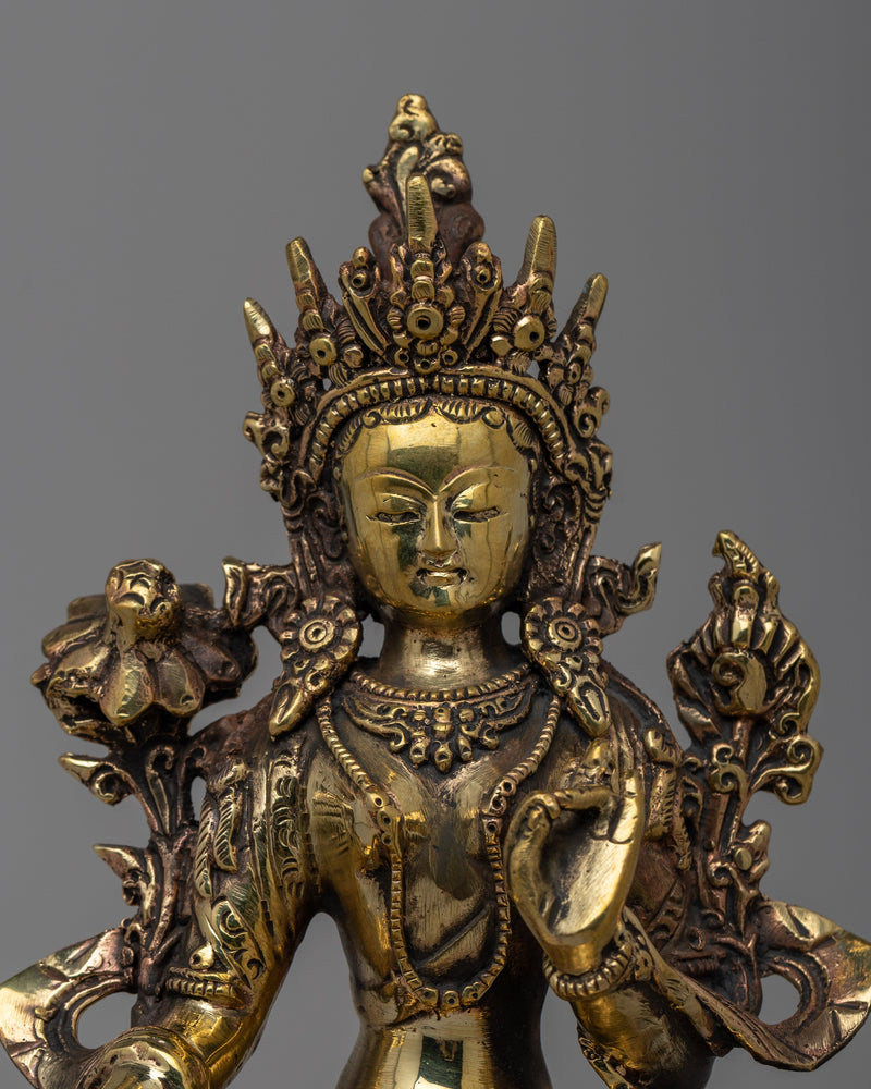 Mother Green Tara Statue | Graceful Representation in Copper