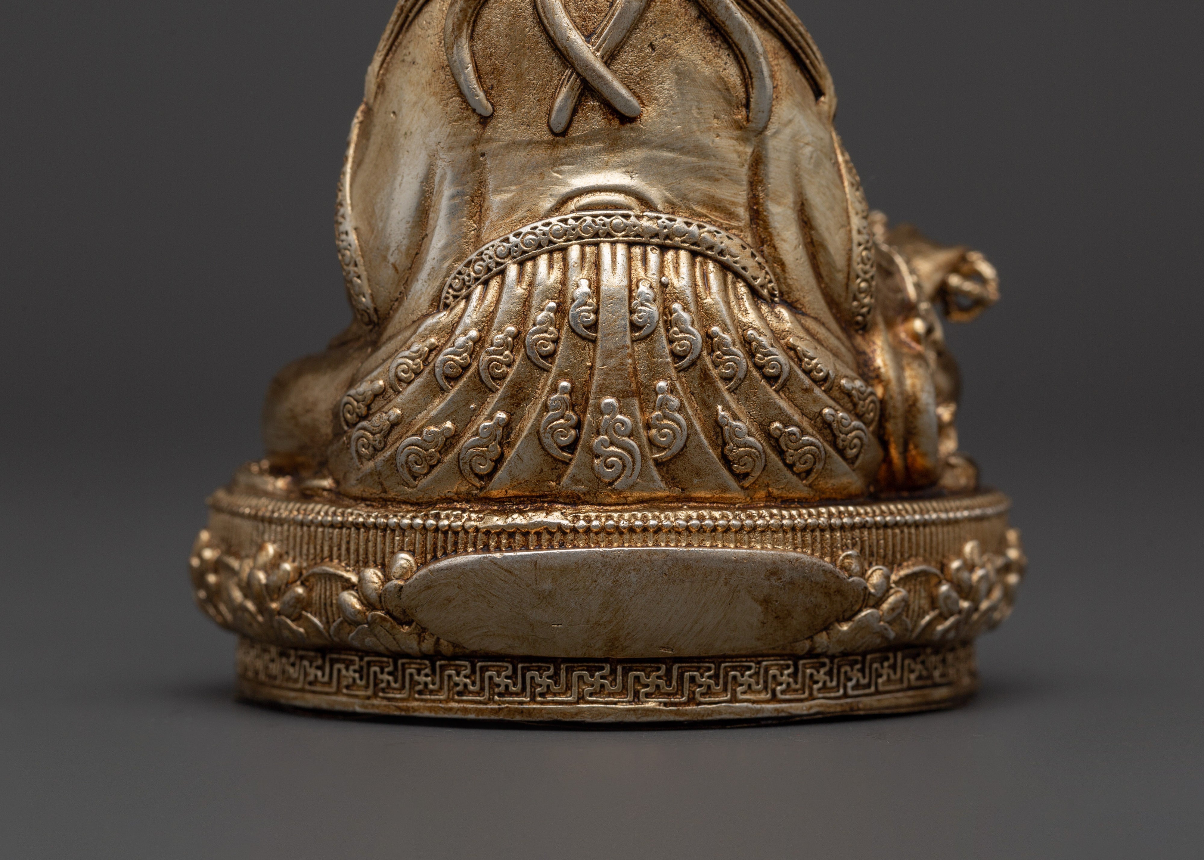 Gold-Plated Guru Rinpoche Statue in Copper | Sacred Sculpture