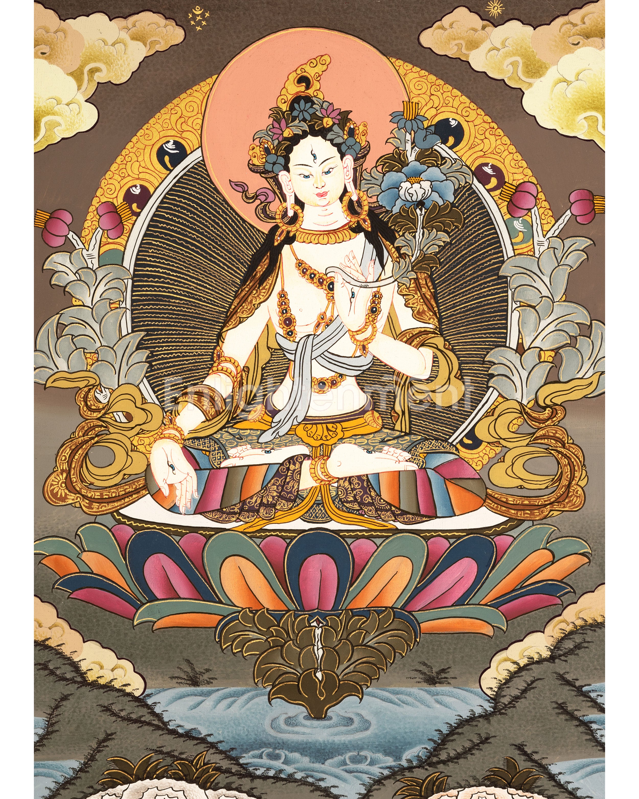 Buddhist White Tara | Tibetan Female Goddess Thangka