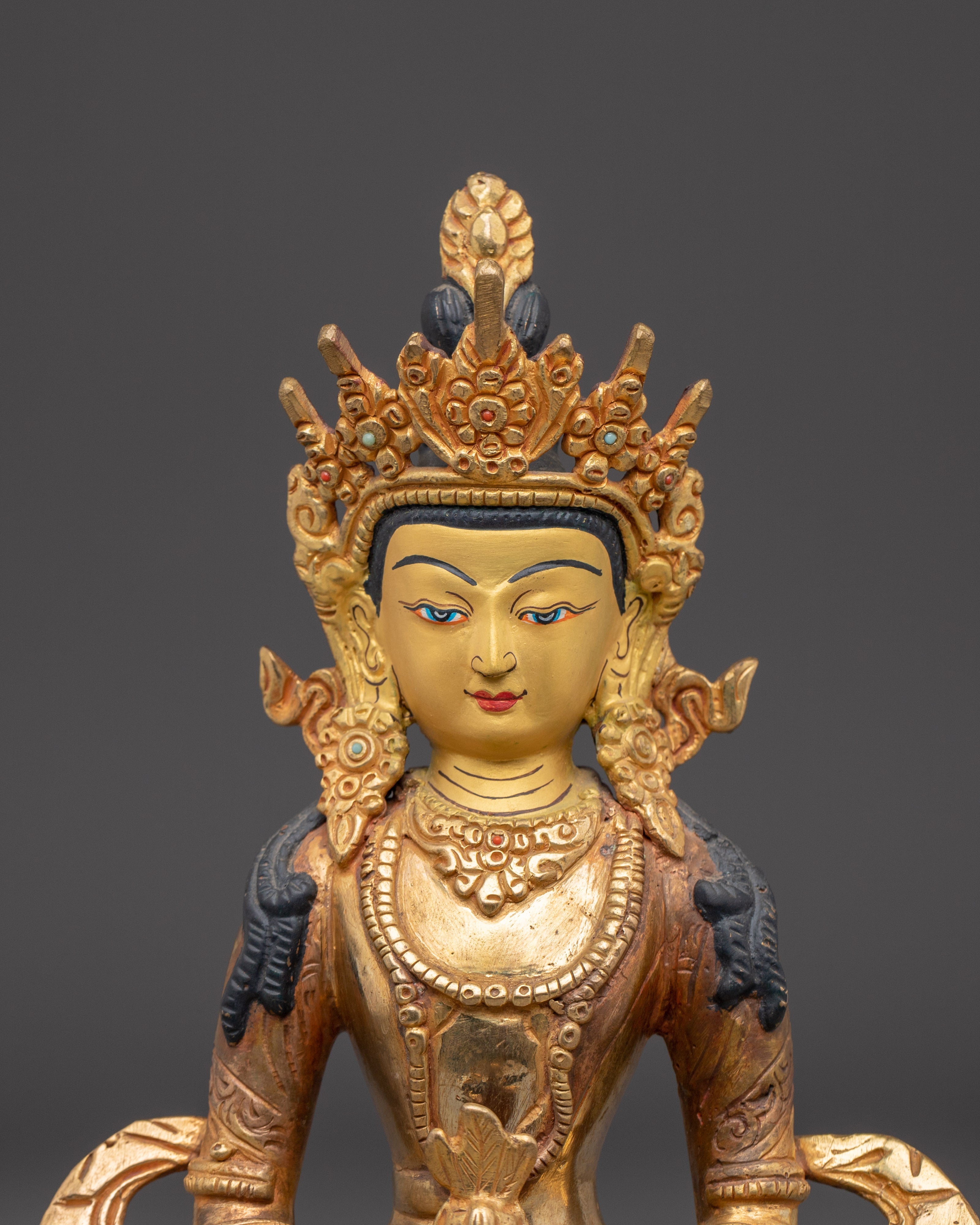 Amitayus Handcrafted Oxidized Copper Statue | Sacred Buddhist Art
