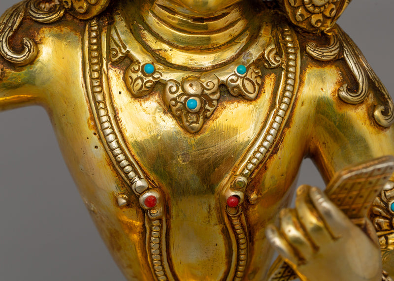 Manjushri Statue Gold-Plated | Buddhist Deity of Wisdom