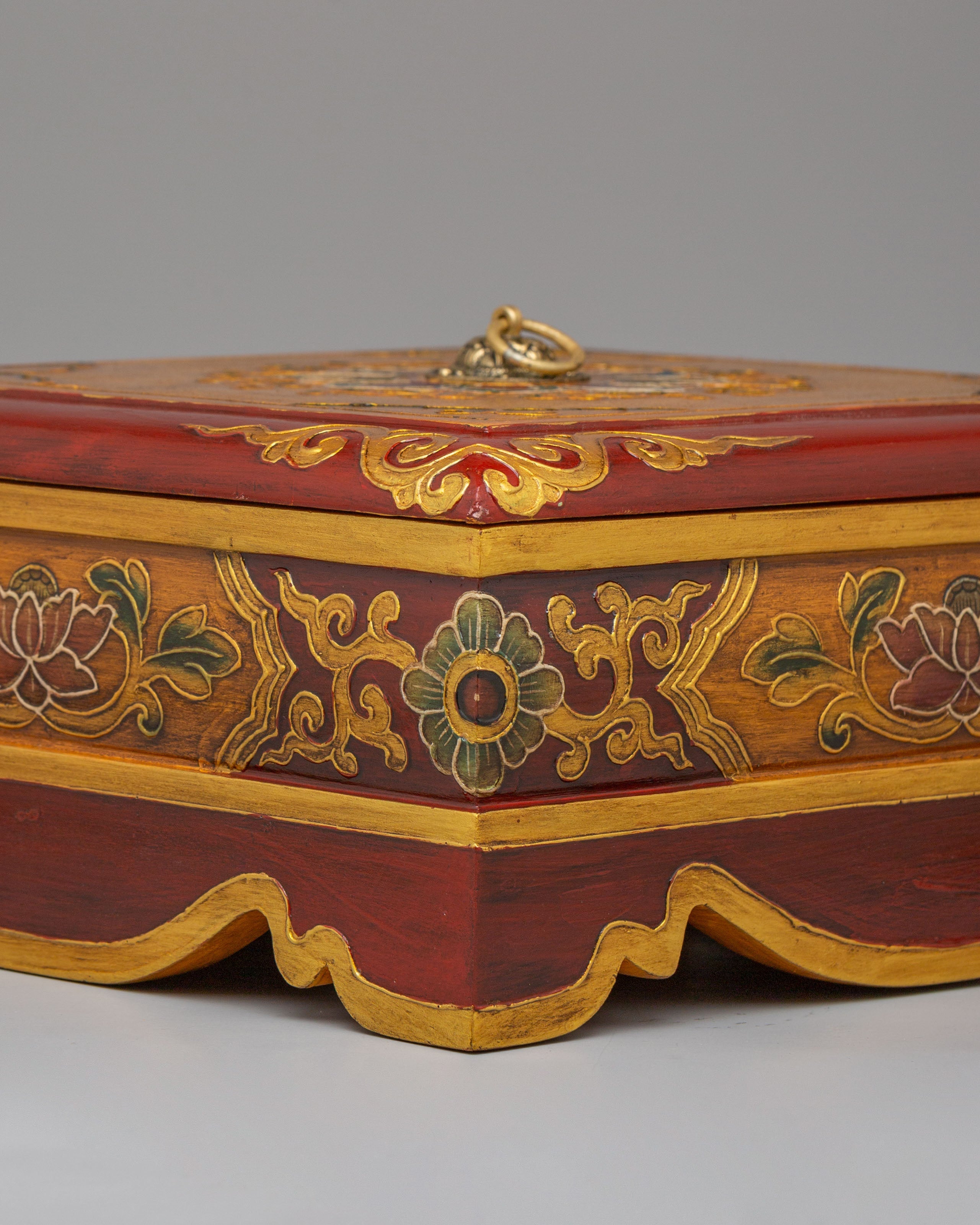 Traditional Wooden Box | Hand Painted Himalayan Decor