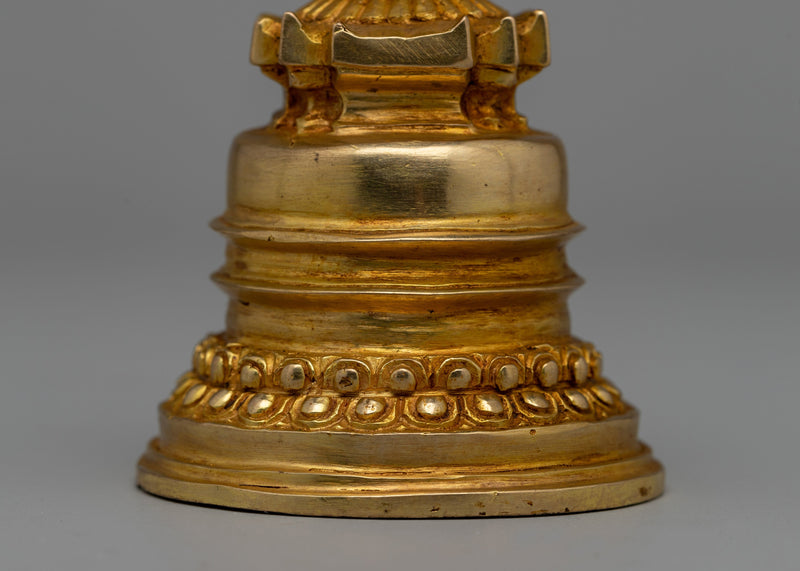 Gold-Plated Tibetan Buddhist Stupa | Enhancing Mindfulness and Spiritual Energy