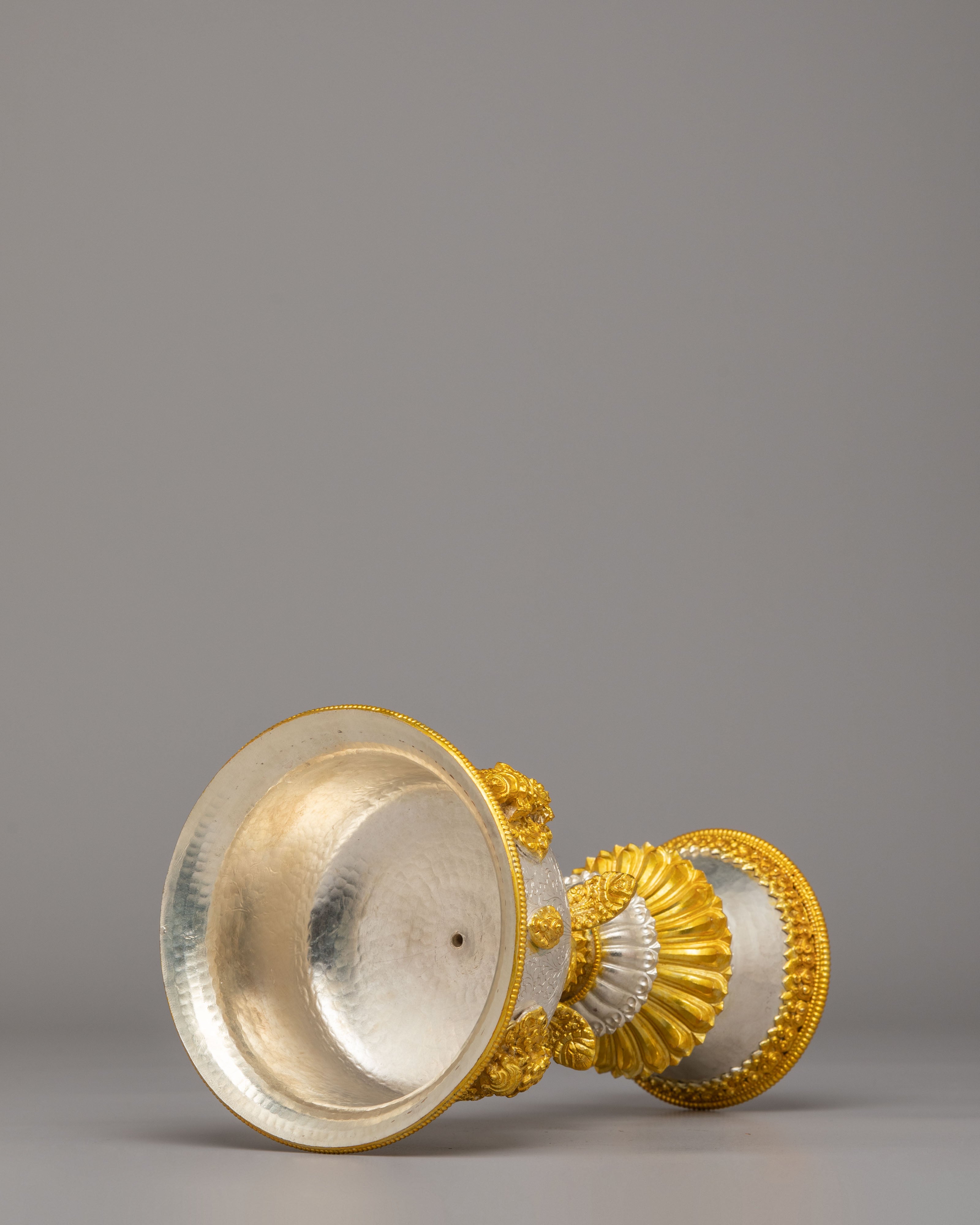 Handmade Ritual Butter Lamp Set | Silver Gold Plated Lamps for Altar Decor