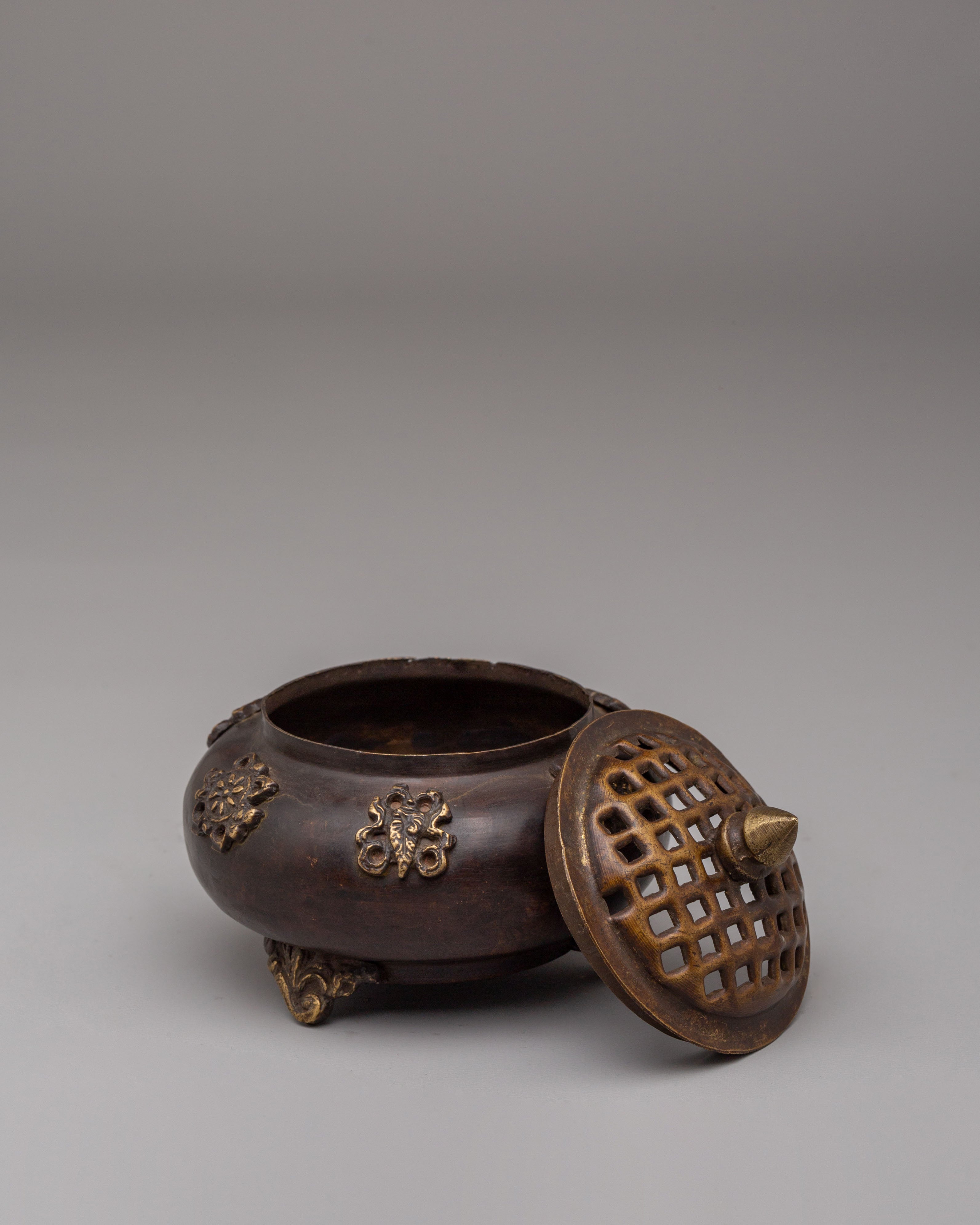 Handmade Traditional Incense Burner | Tibetan Meditation Altar Art