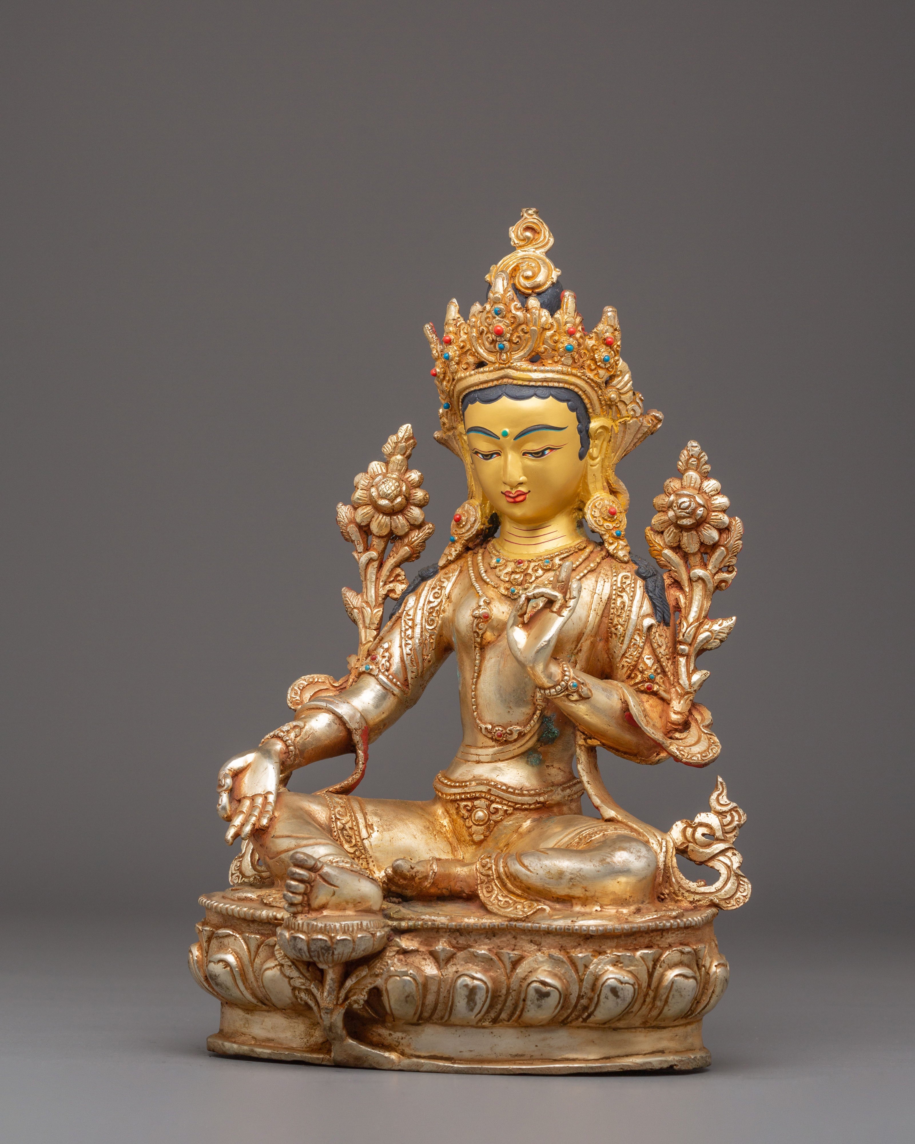 Compassionate Bodhisattva Shyama Tara Statue | Green Tara Tibetan Figurine