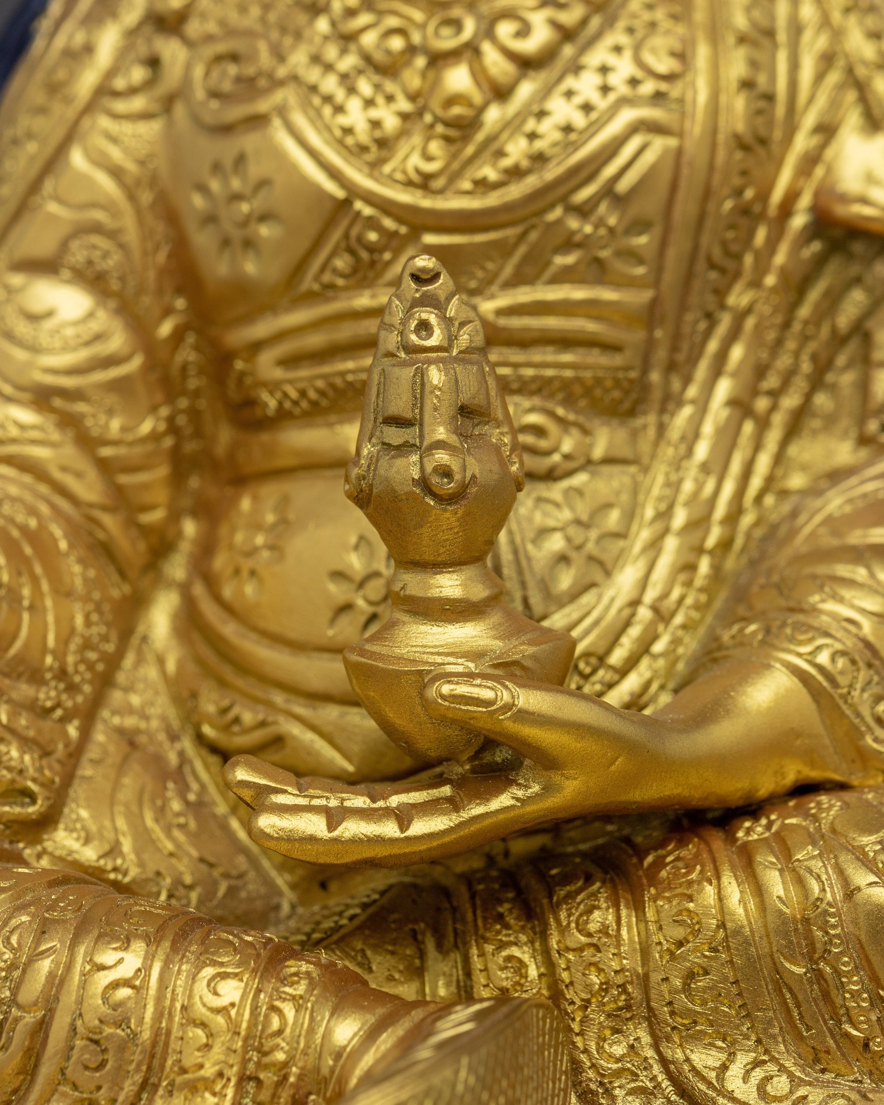 Vajra Master Guru Rinpoche Golden Statue | Himalayan Padmasambhava Artwork