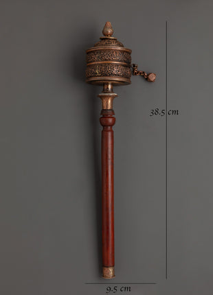 Wooden Handle Tibetan  Prayer Wheel | Sacred Buddhist Mantra Spinner