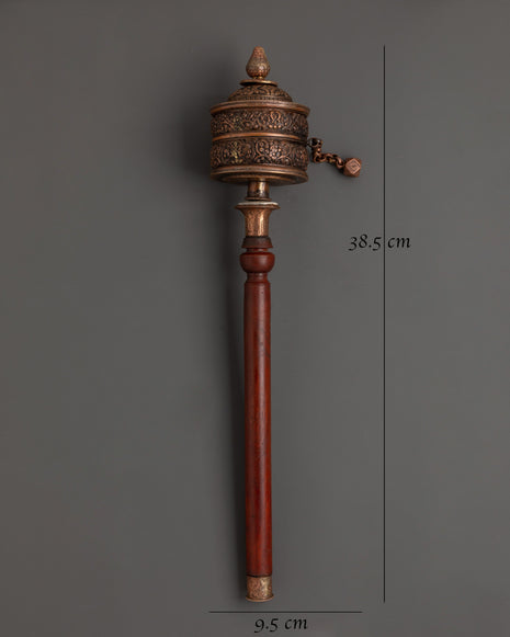 Wooden Handle Tibetan  Prayer Wheel | Sacred Buddhist Mantra Spinner