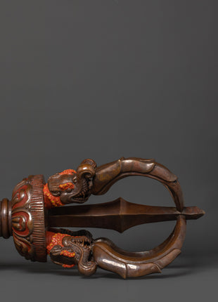 Sacred Oxidized Copper Vajra | Spiritual Protection Artifact