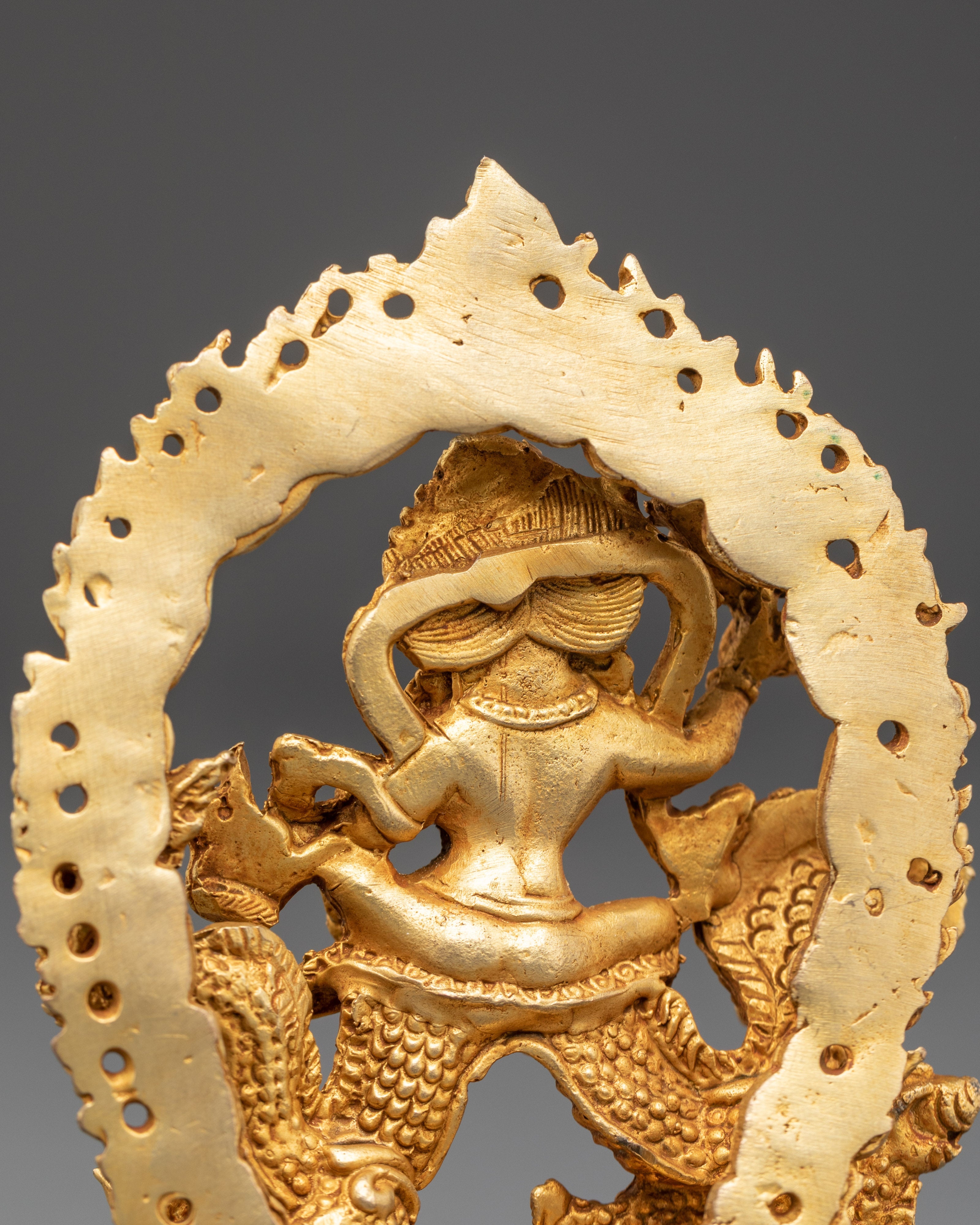Sacred Abundance Icon White Dzambhala Statue | Gold Plated Copper Art
