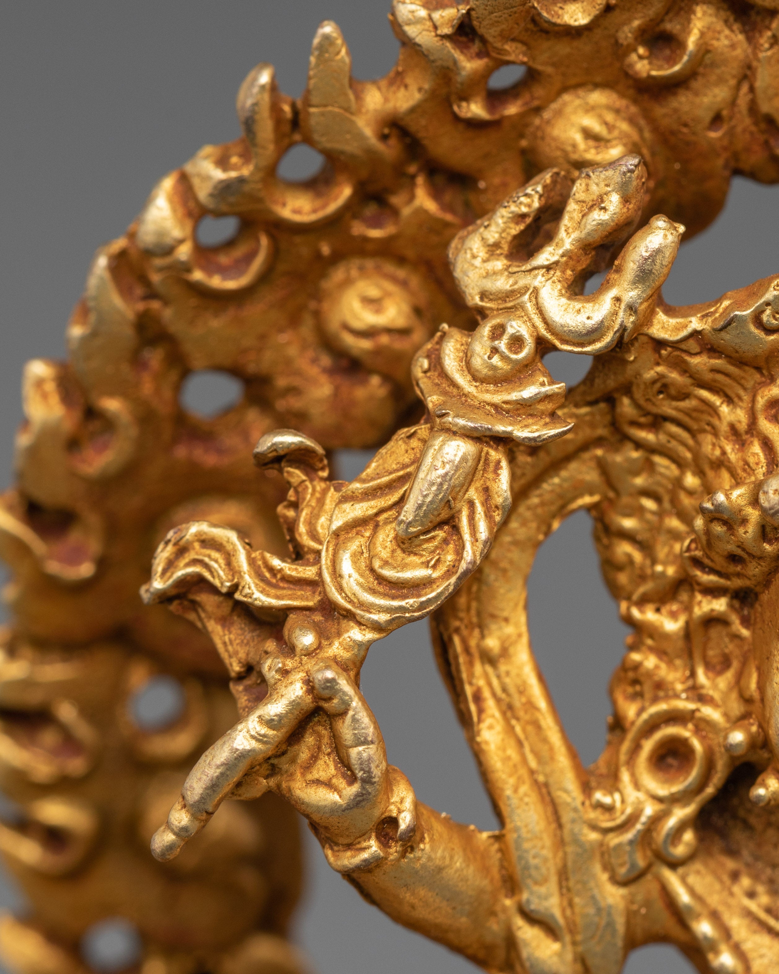 Sacred Abundance Icon White Dzambhala Statue | Gold Plated Copper Art