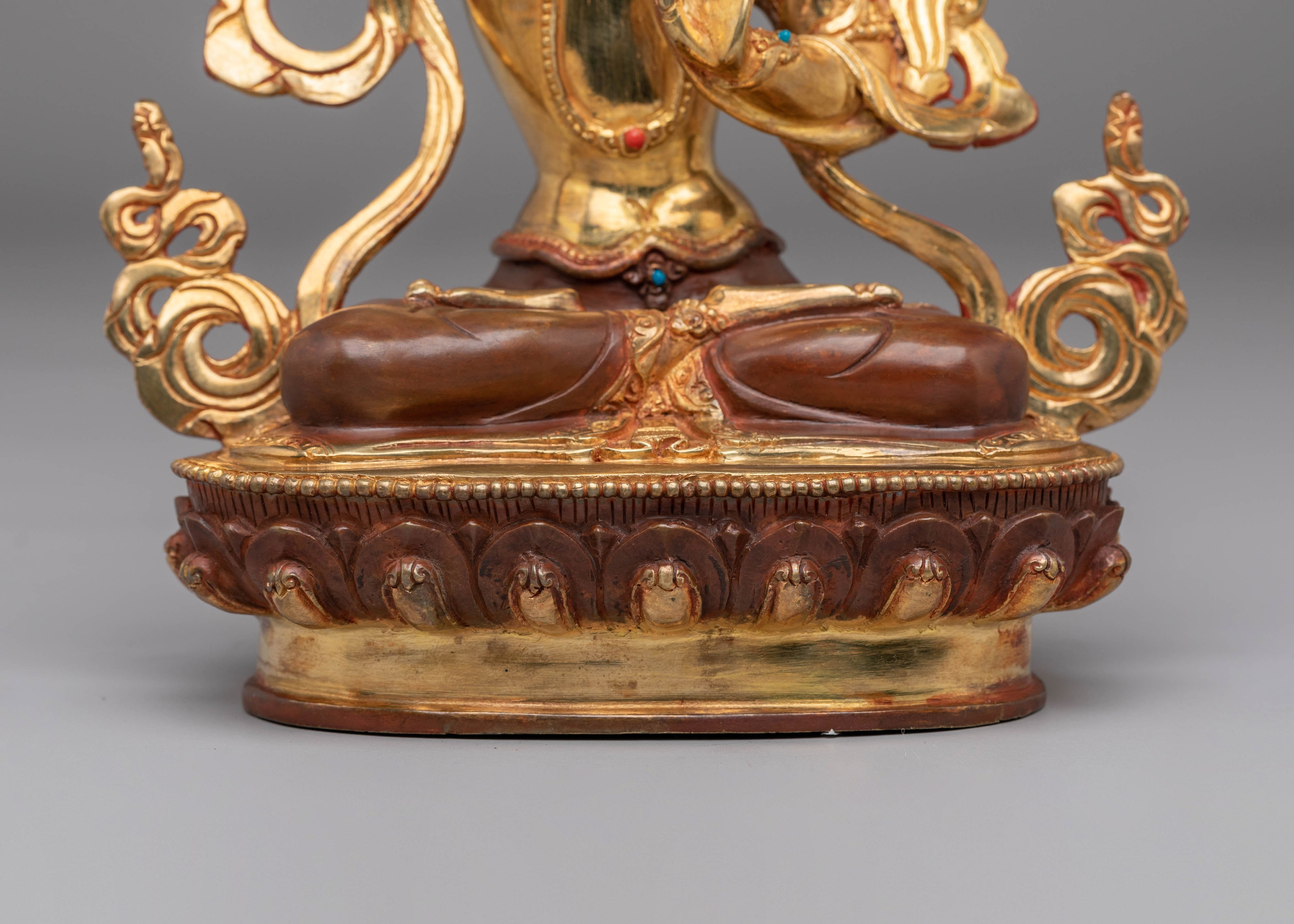 Sacred Wisdom Deity Manjushri Statue | Copper Body with Gold Plating