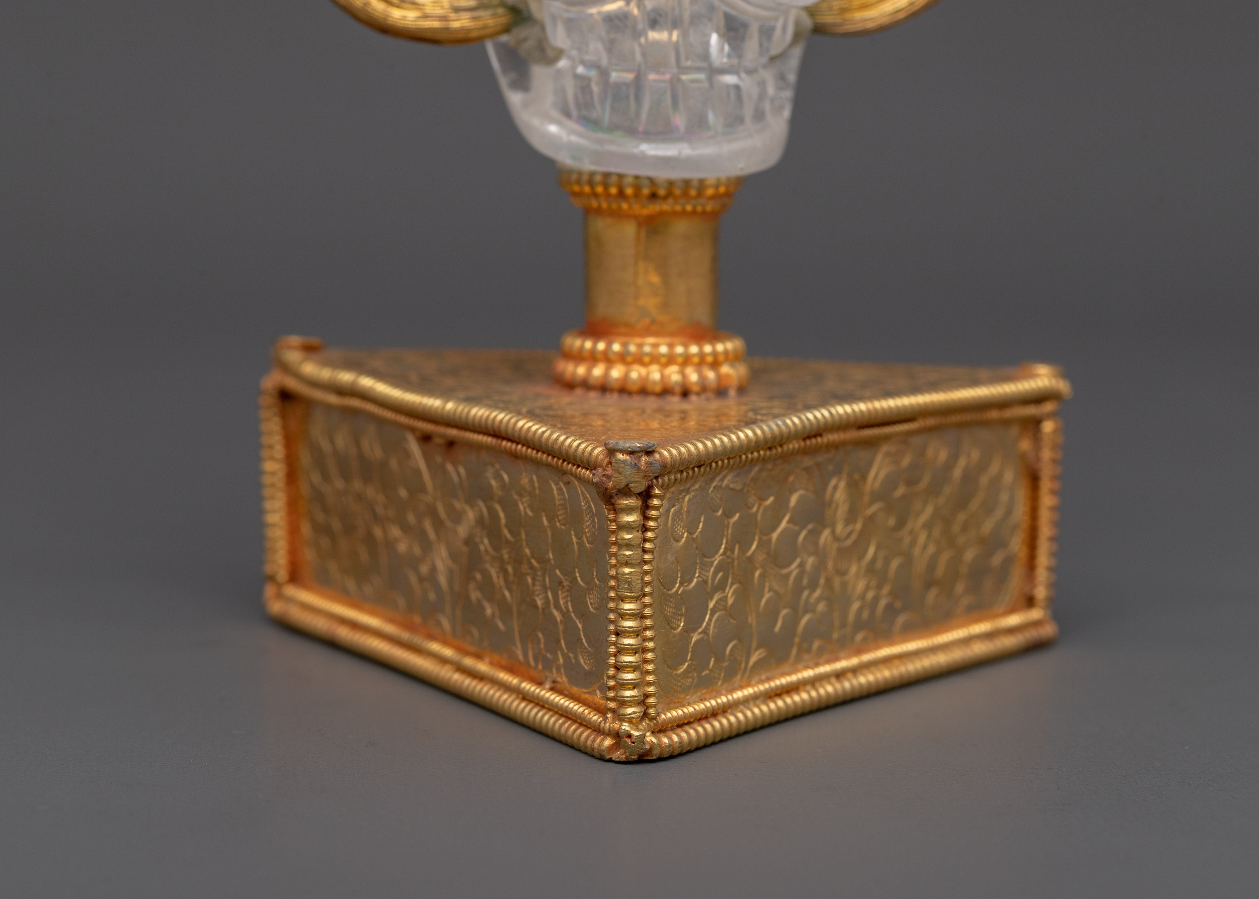 Skull Head Decor Item | Crystal, Copper & Gold Plated Unique Artwork