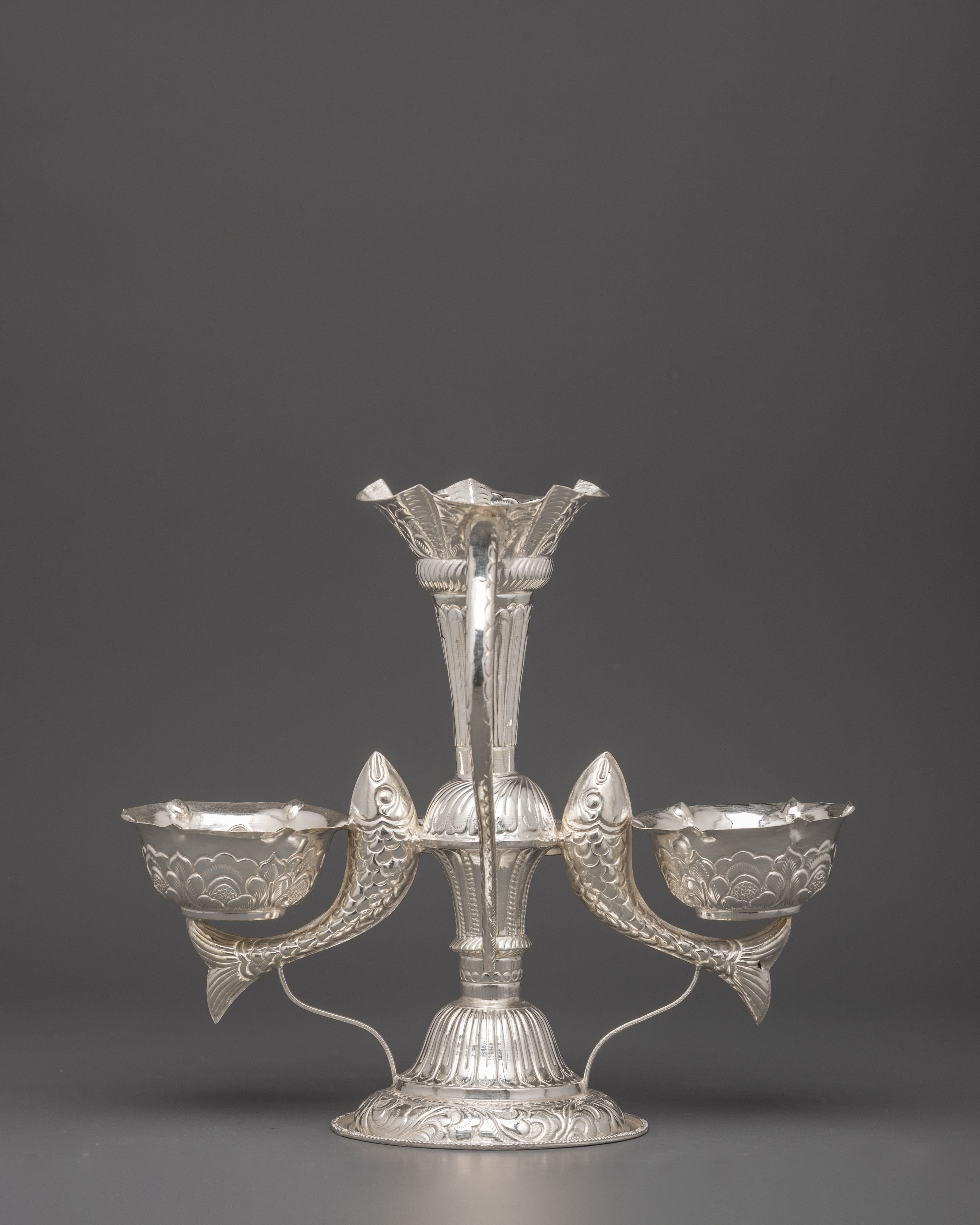 Machha Tikadani of Pure Silver | Jamara and Tika Holder for Dashain