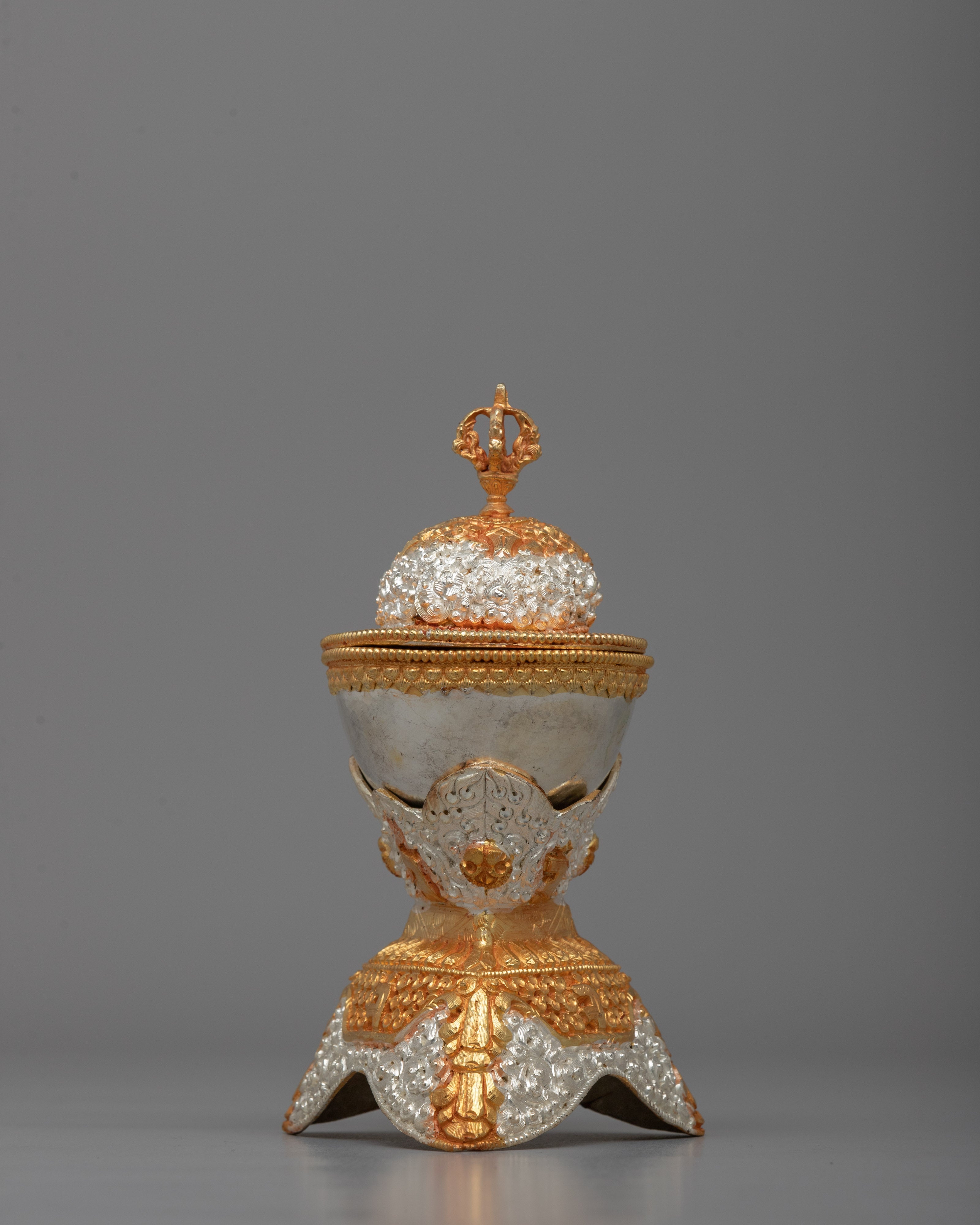 Gold-Plated Kapala Set for Buddhist Rituals | Tibetan Vajrayana Offering Bowls