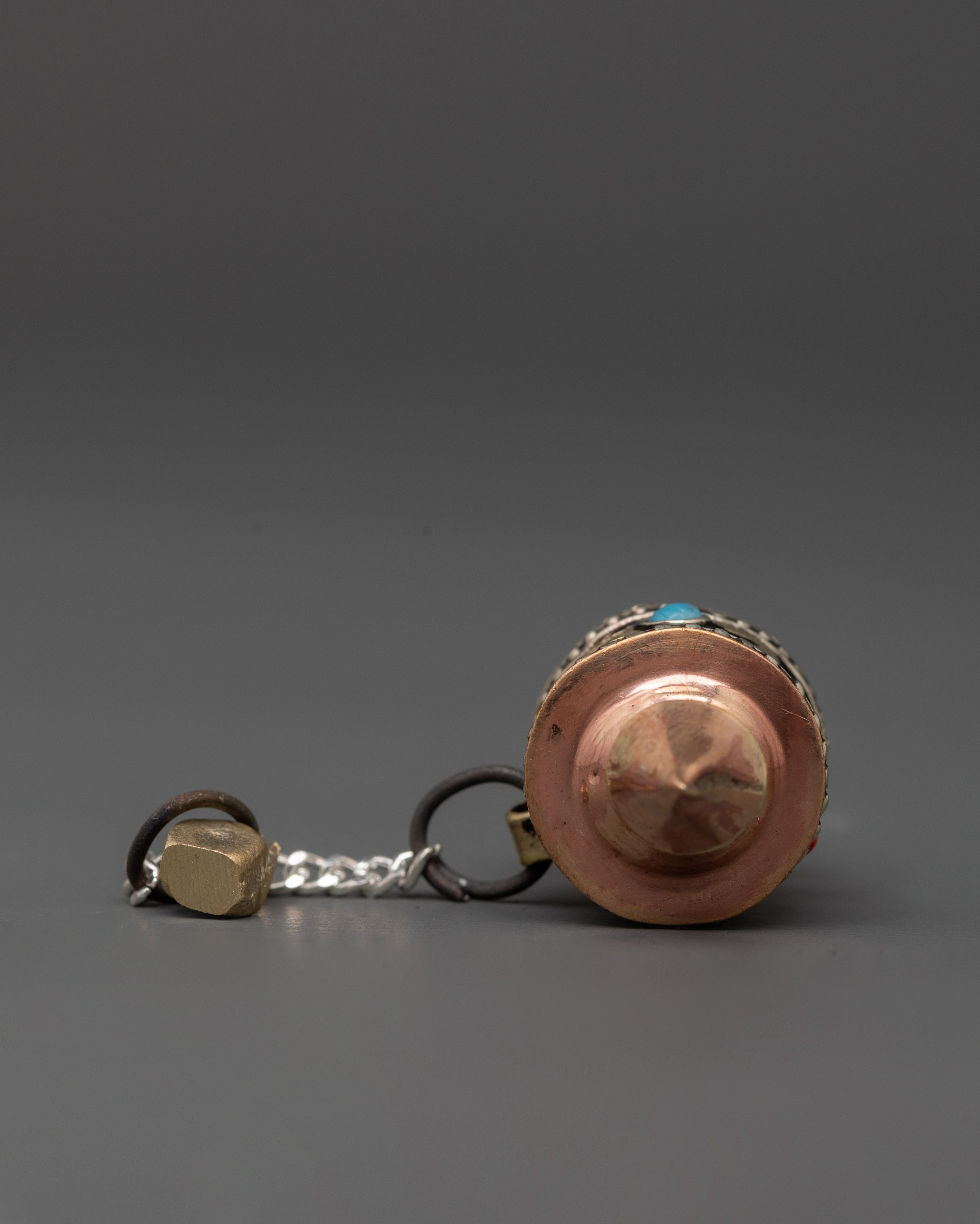 Prayer Wheel with Turquoise Inlay | Handheld Meditation Tool