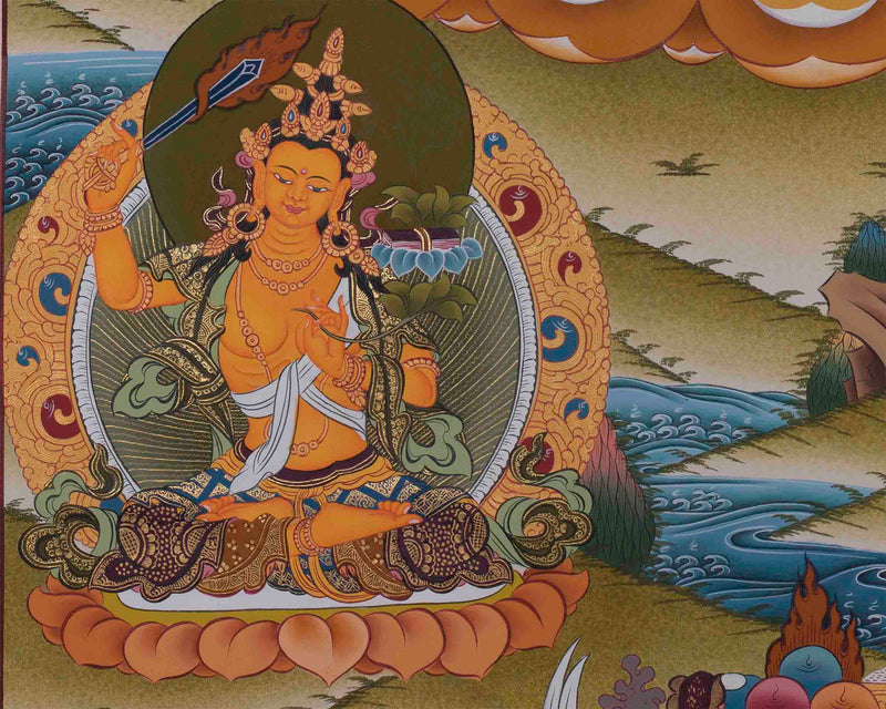 Four Armed Chengrezig | Feature Manjushri and Vajrapani