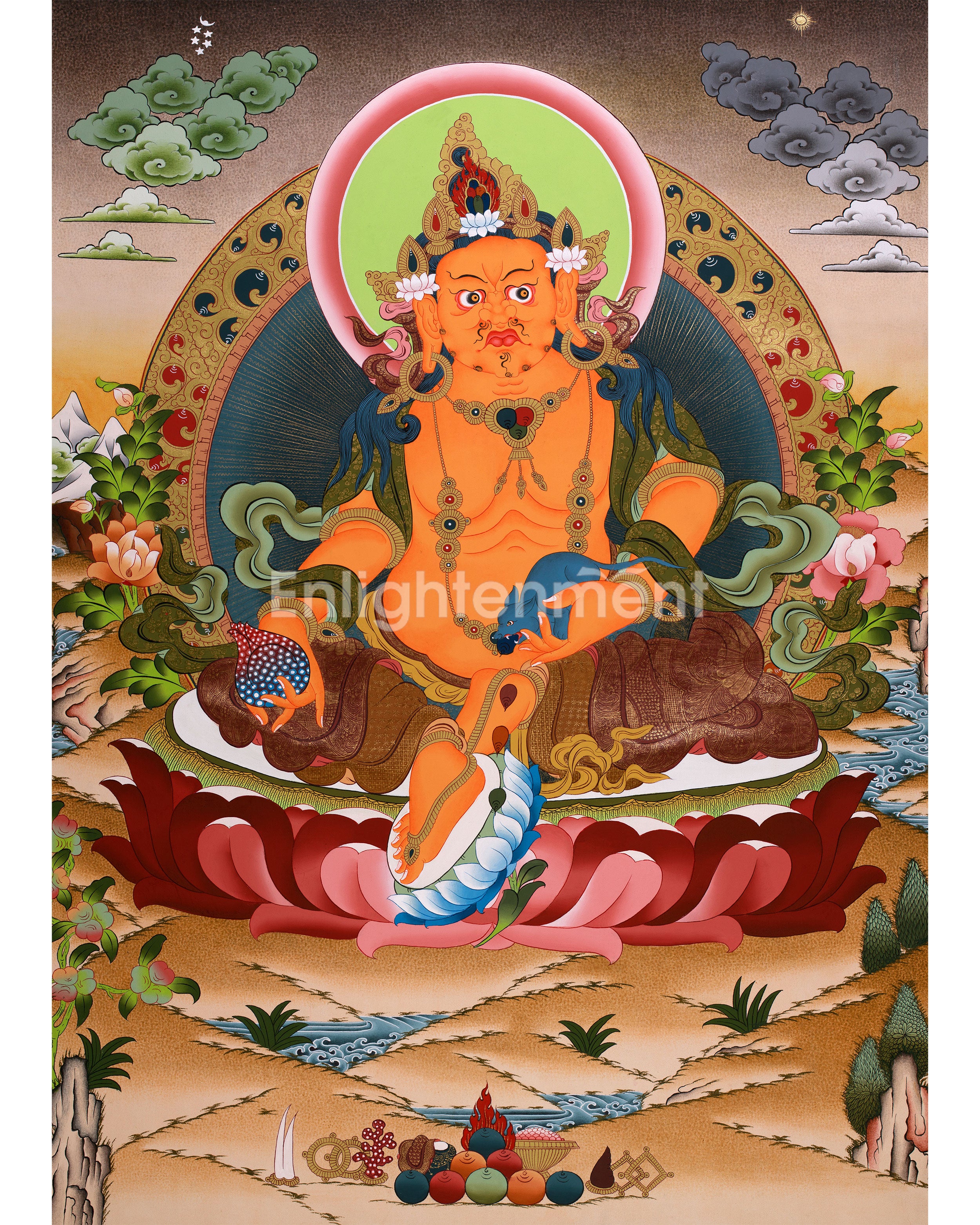 Original Buddhist Dzambhala Painting | God of Wealth and Abundance