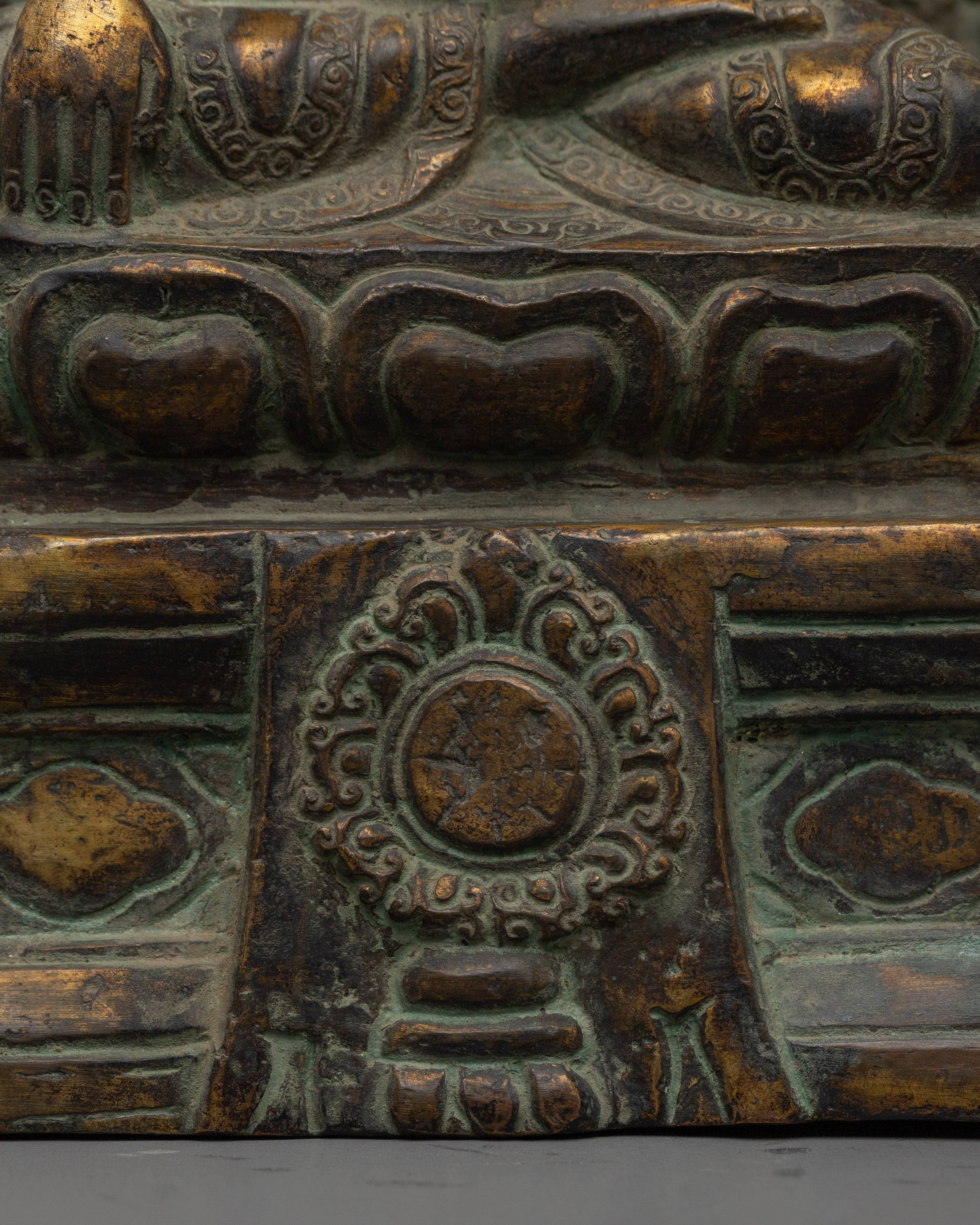 Figurine of Shakyamuni Buddha on Throne | Copper Sculpture