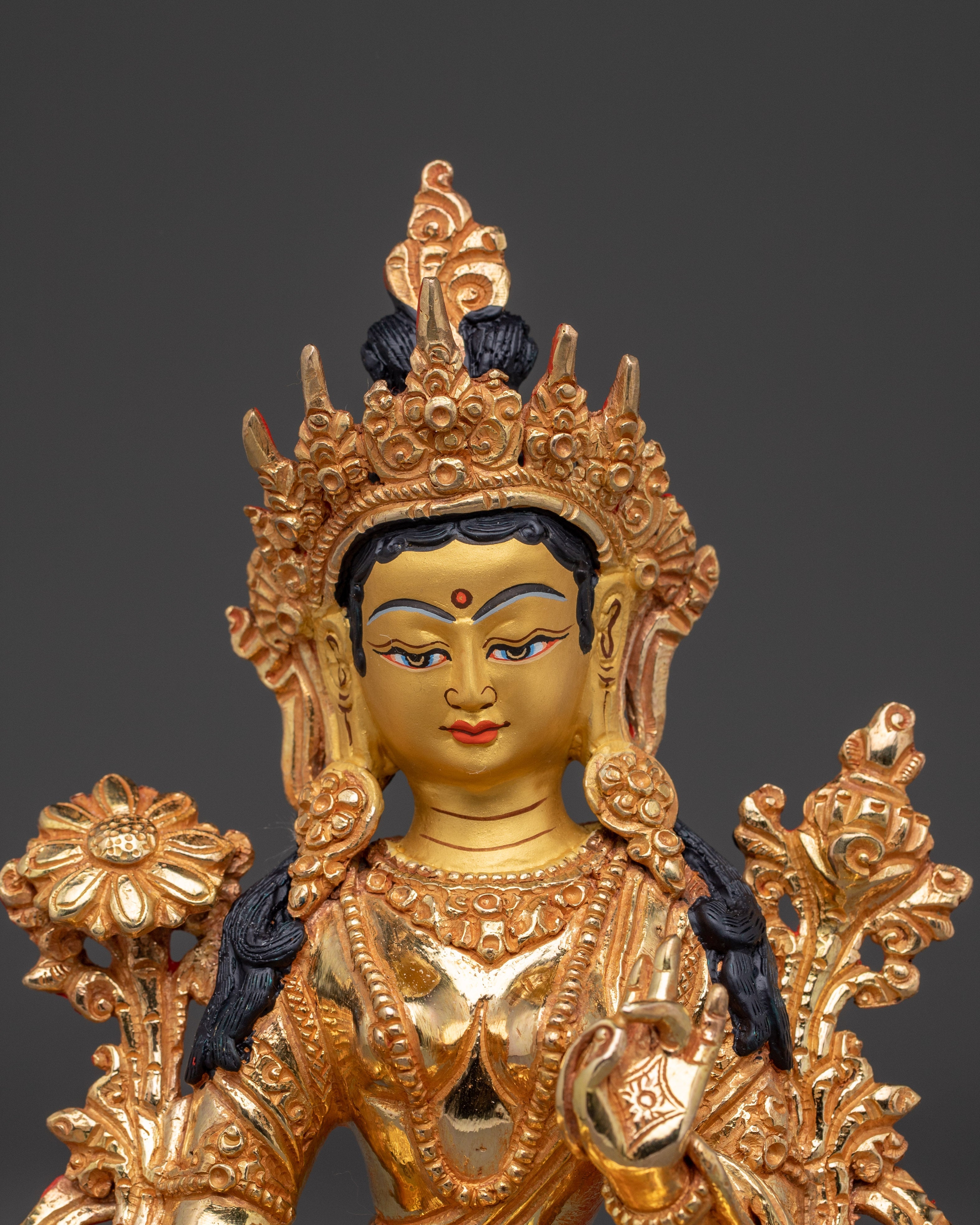 Handmade Enlightened Green Tara Statue | Tibetan Compassionate Deity