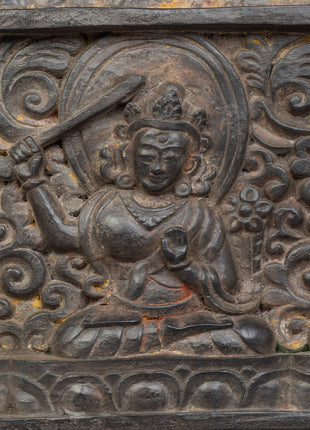 Carved Wooden Sutra Cover | Traditional Art