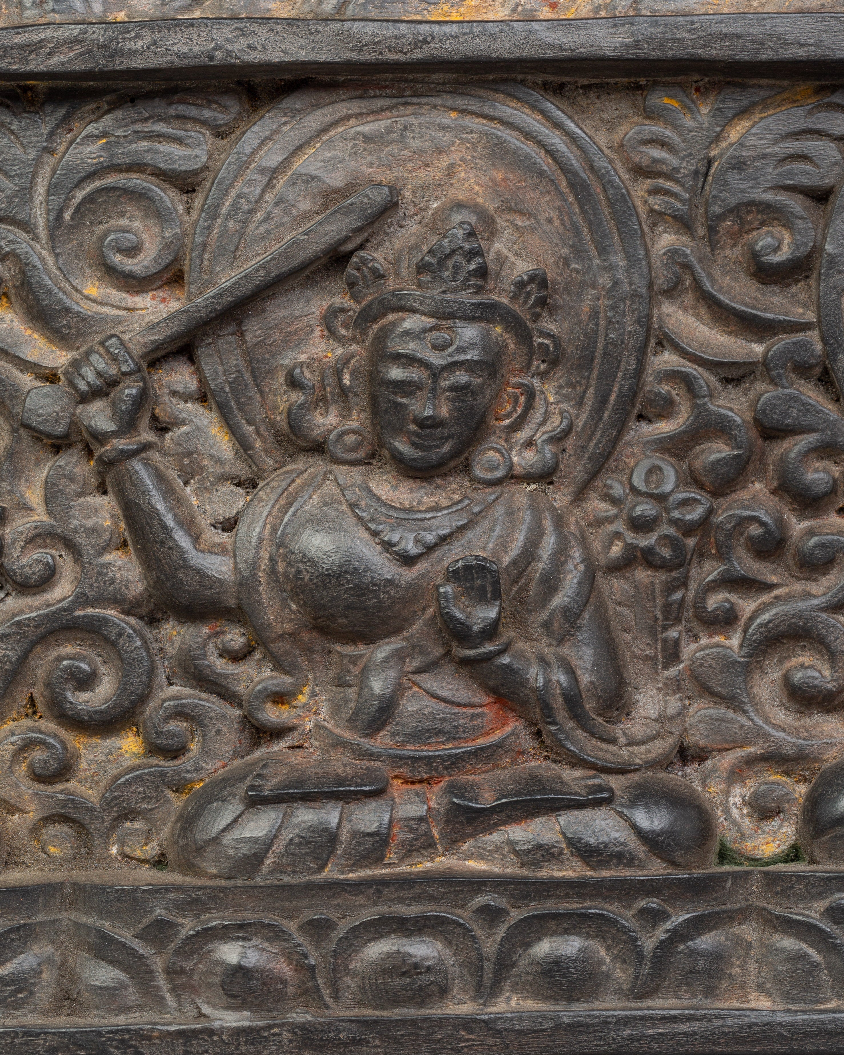 Carved Wooden Sutra Cover | Traditional Art