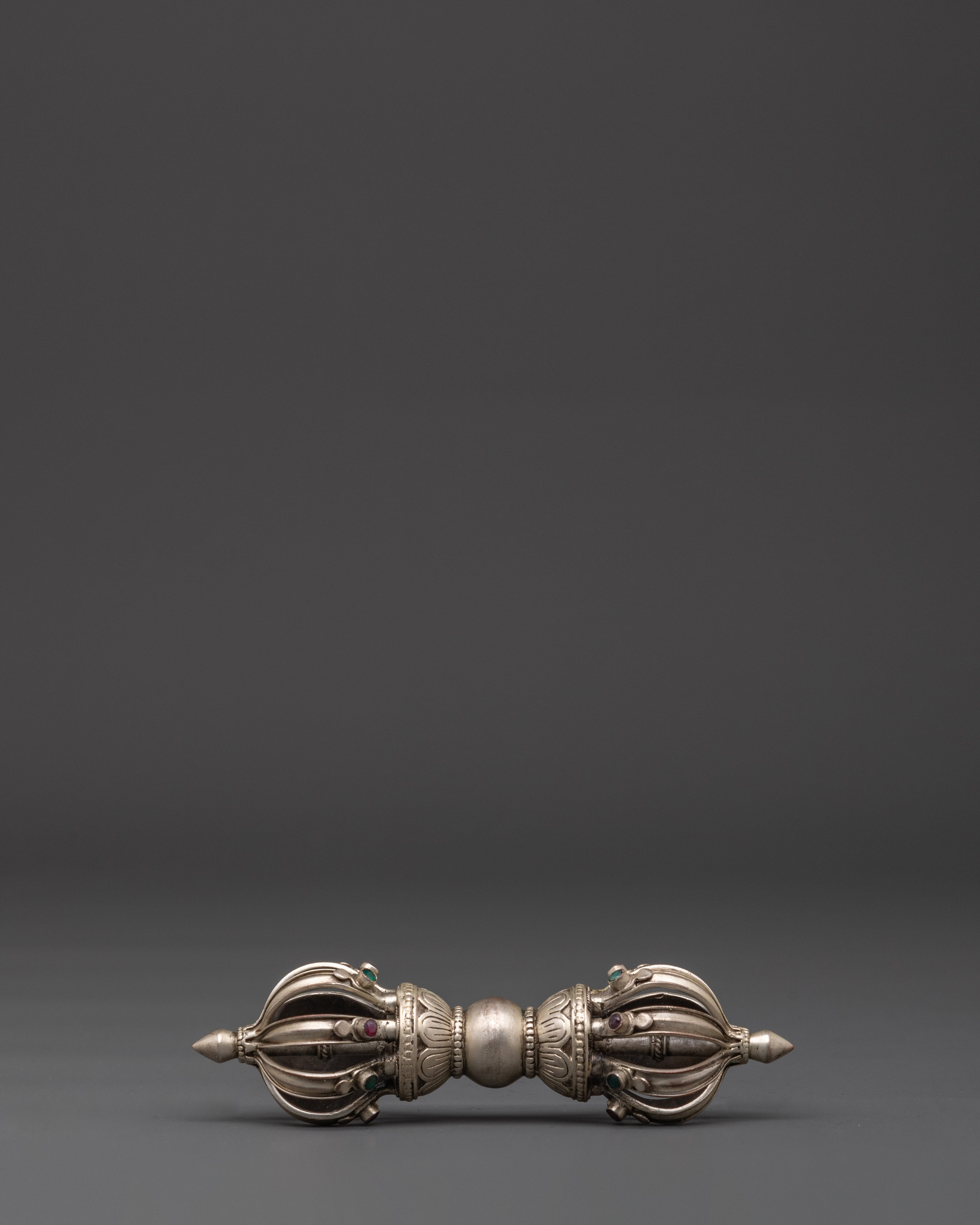 Bronze Bell And Vajra With Silver Handle | Tibetan Ritual Instruments for Spiritual Practice