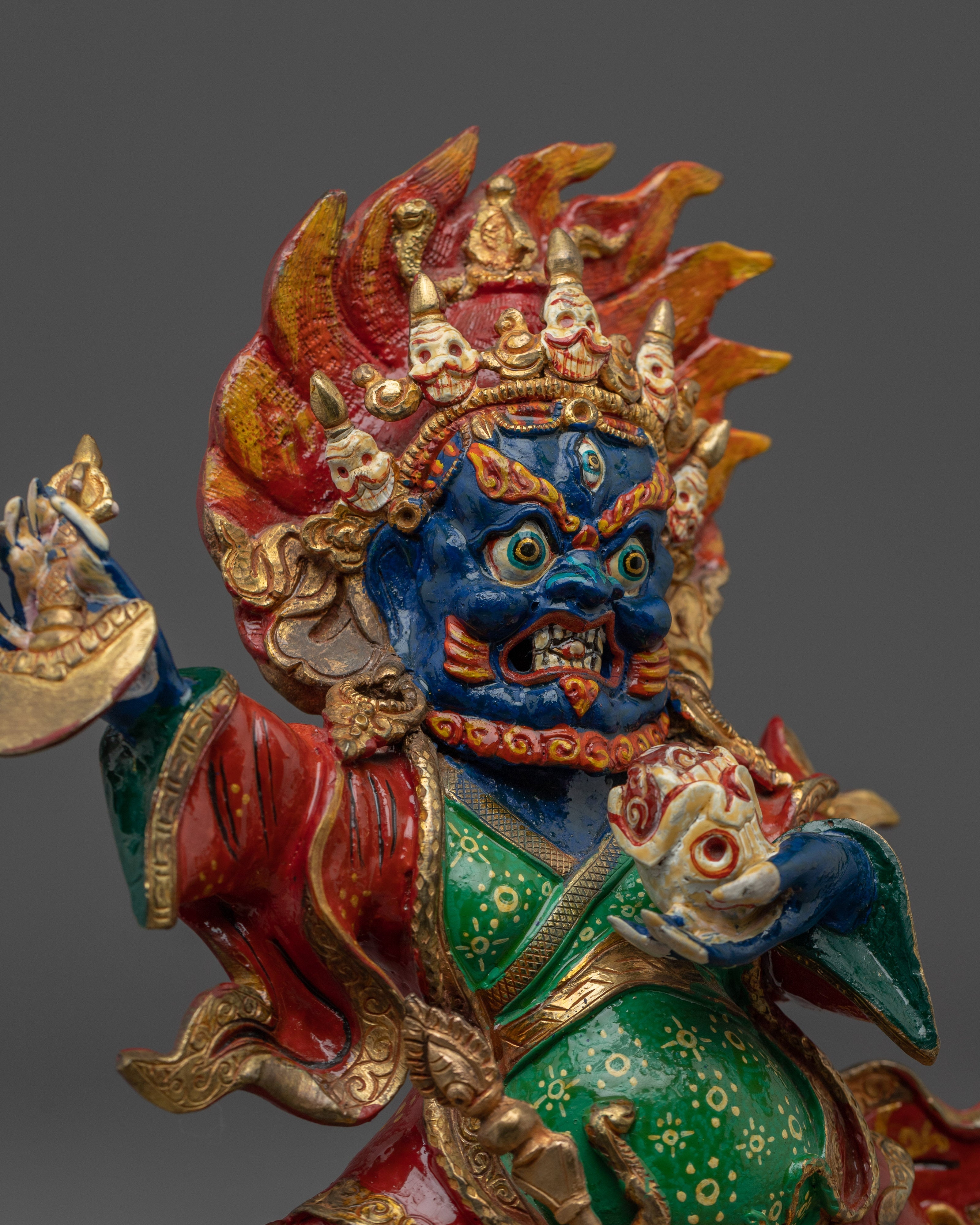 Mahakala Bernakchen Statue in 24K Gold-Gilded | Tibetan Protector Deity