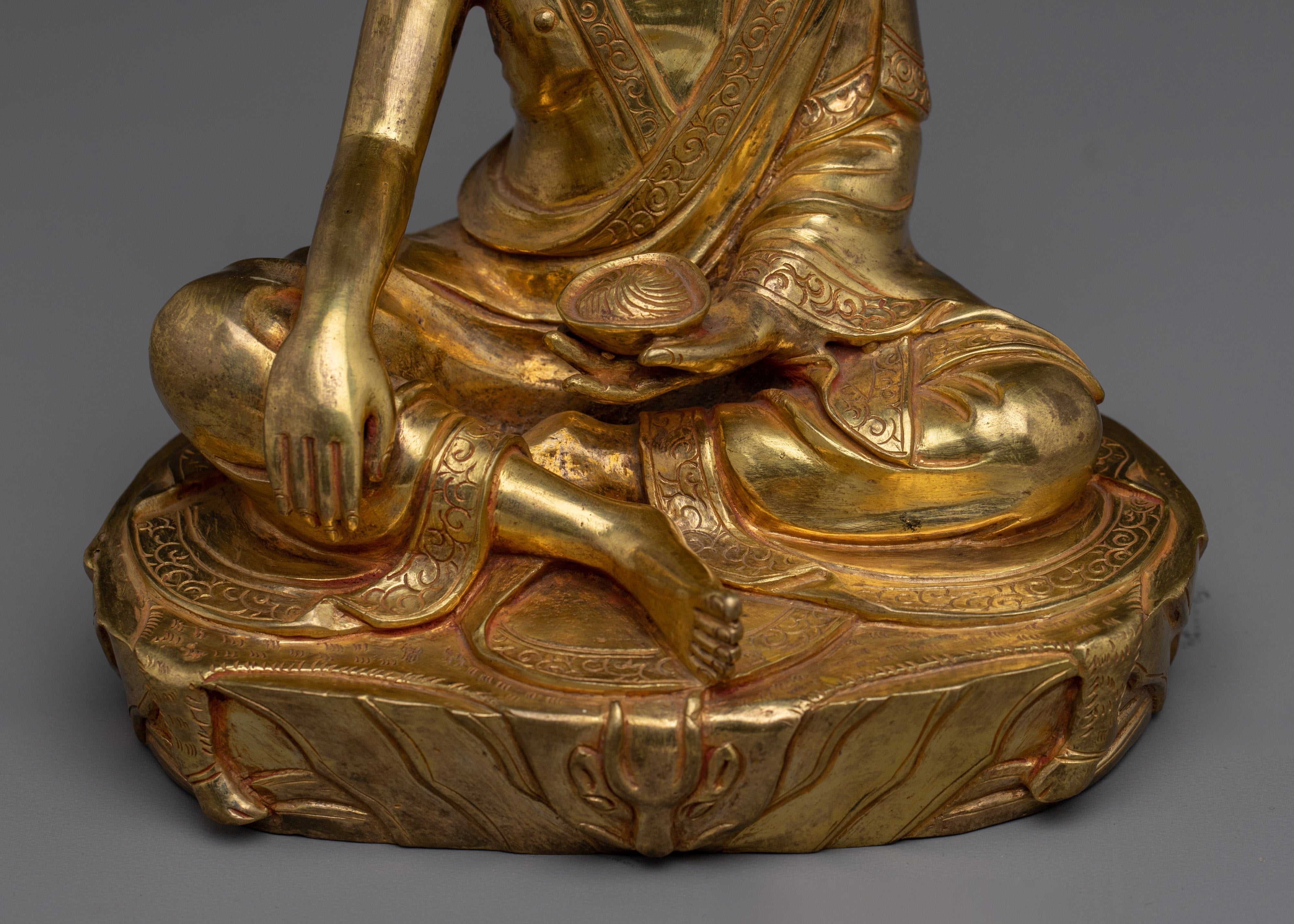 Buddhist Spiritual Icon Milarepa Statue | 24K Gold Gilded Decor