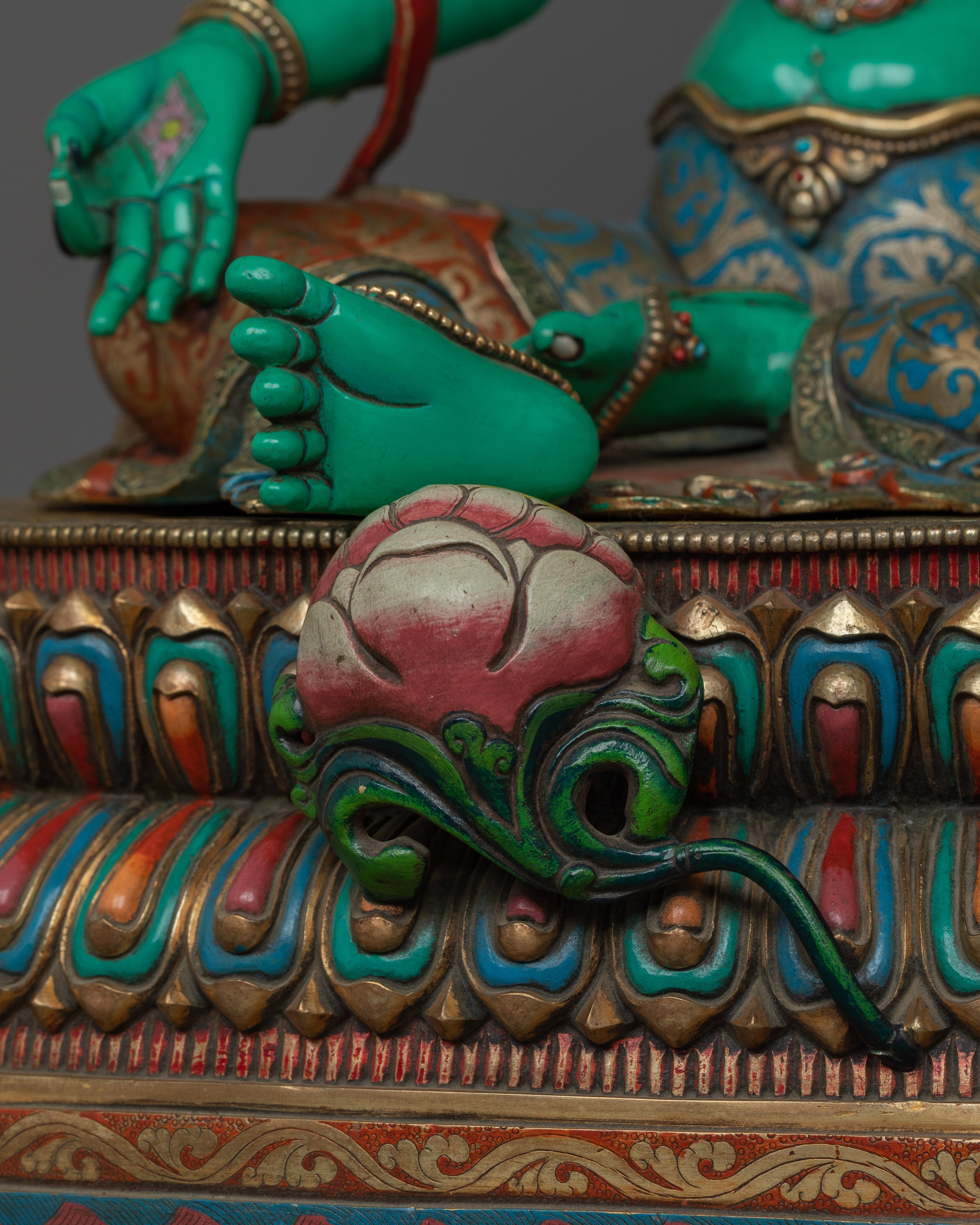 Green Tara Beautiful Sculpture | Stunning 24K Gold Gilded Statue