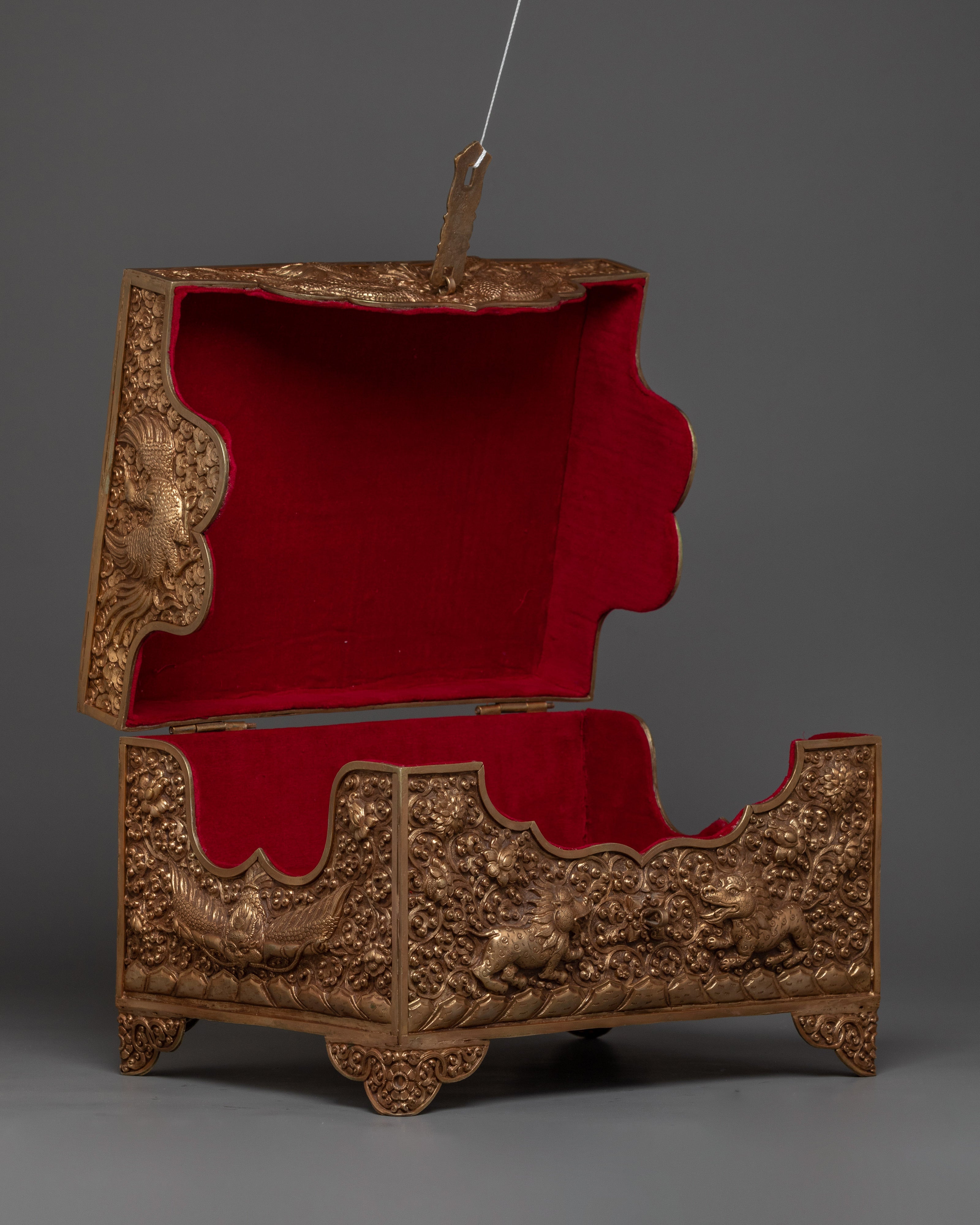 Copper Treasure Box with Gold Plating | Snow Lion Guardians