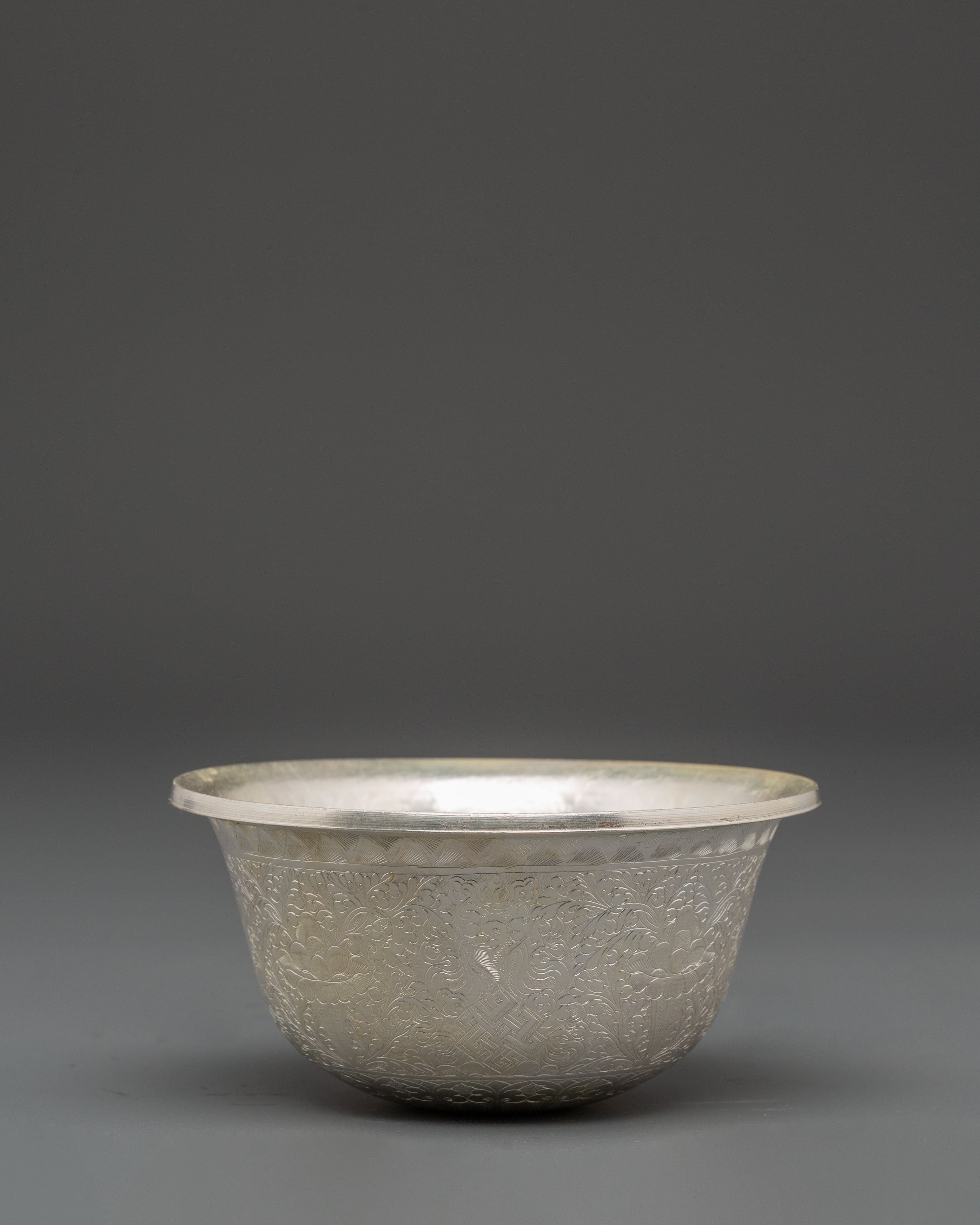 Copper Ritual Offering Bowl Set | Silver Plated Buddhist Altar Bowl