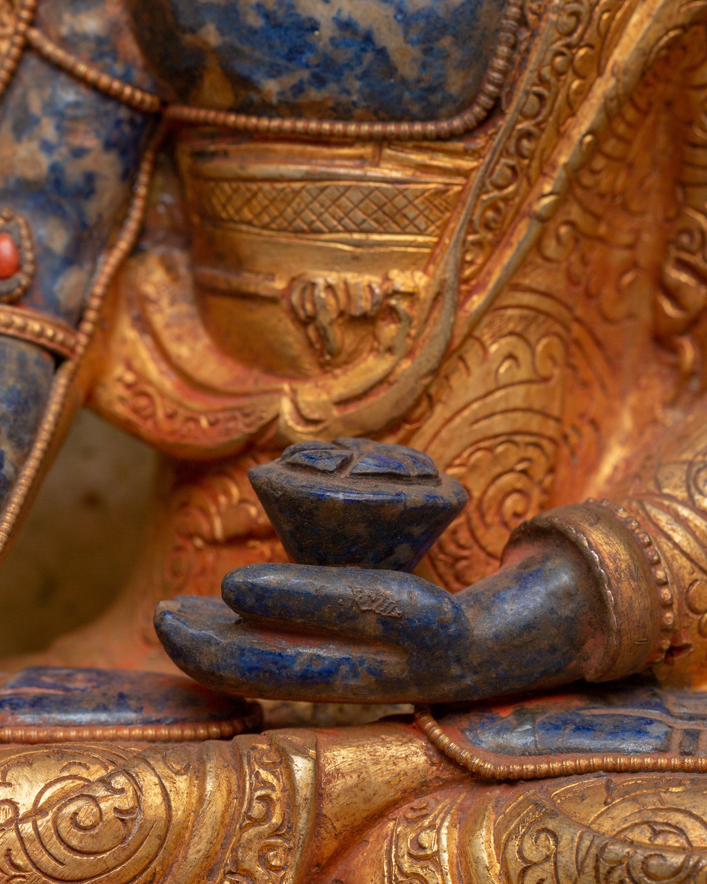 Crown Shakyamuni Buddha With Altar Box | Handcrafted Spiritual Artwork for Meditation and Home Decor