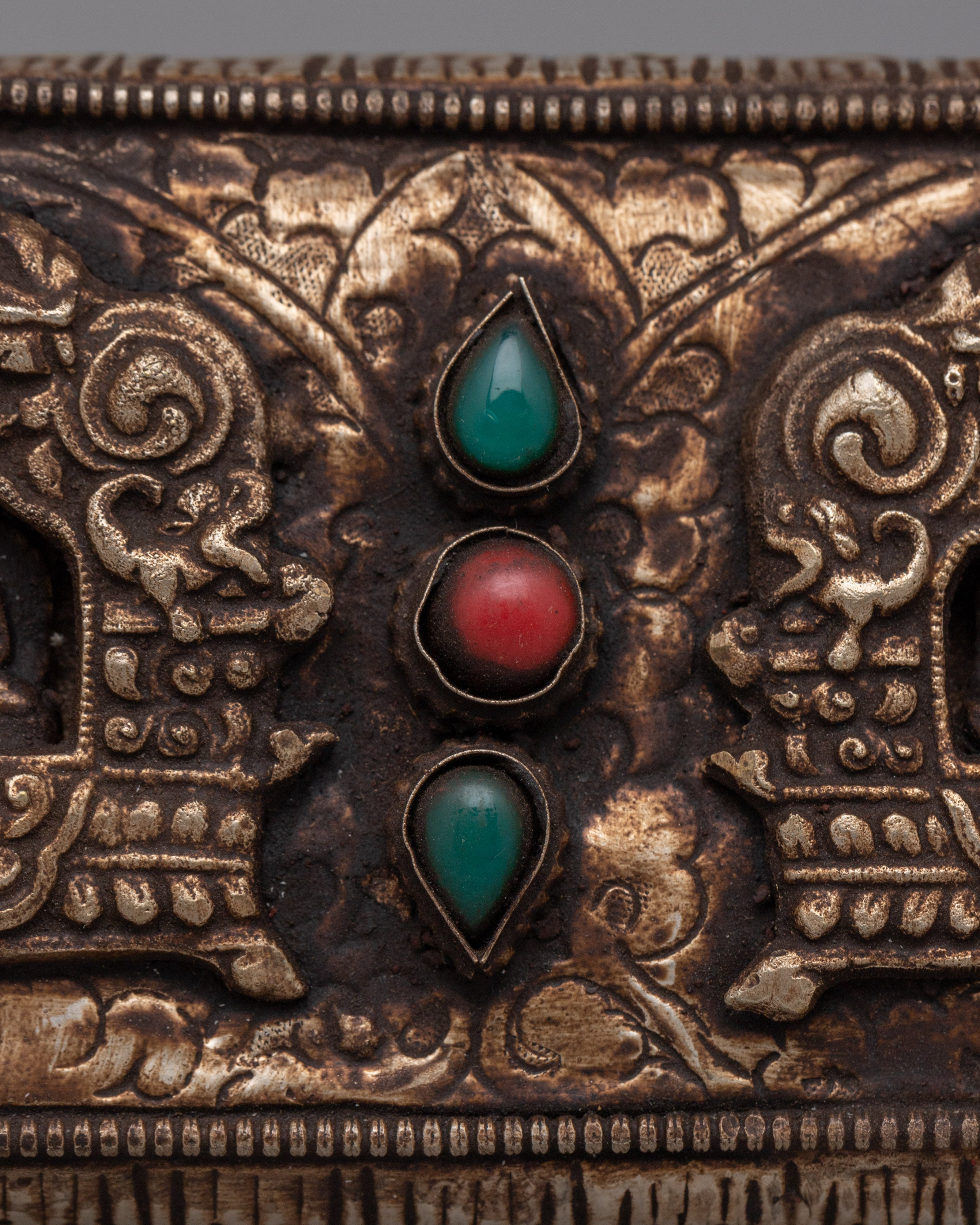 Handcrafted Gold-Plated Tibetan Book Cover | Buddhist Sacred Text Decor