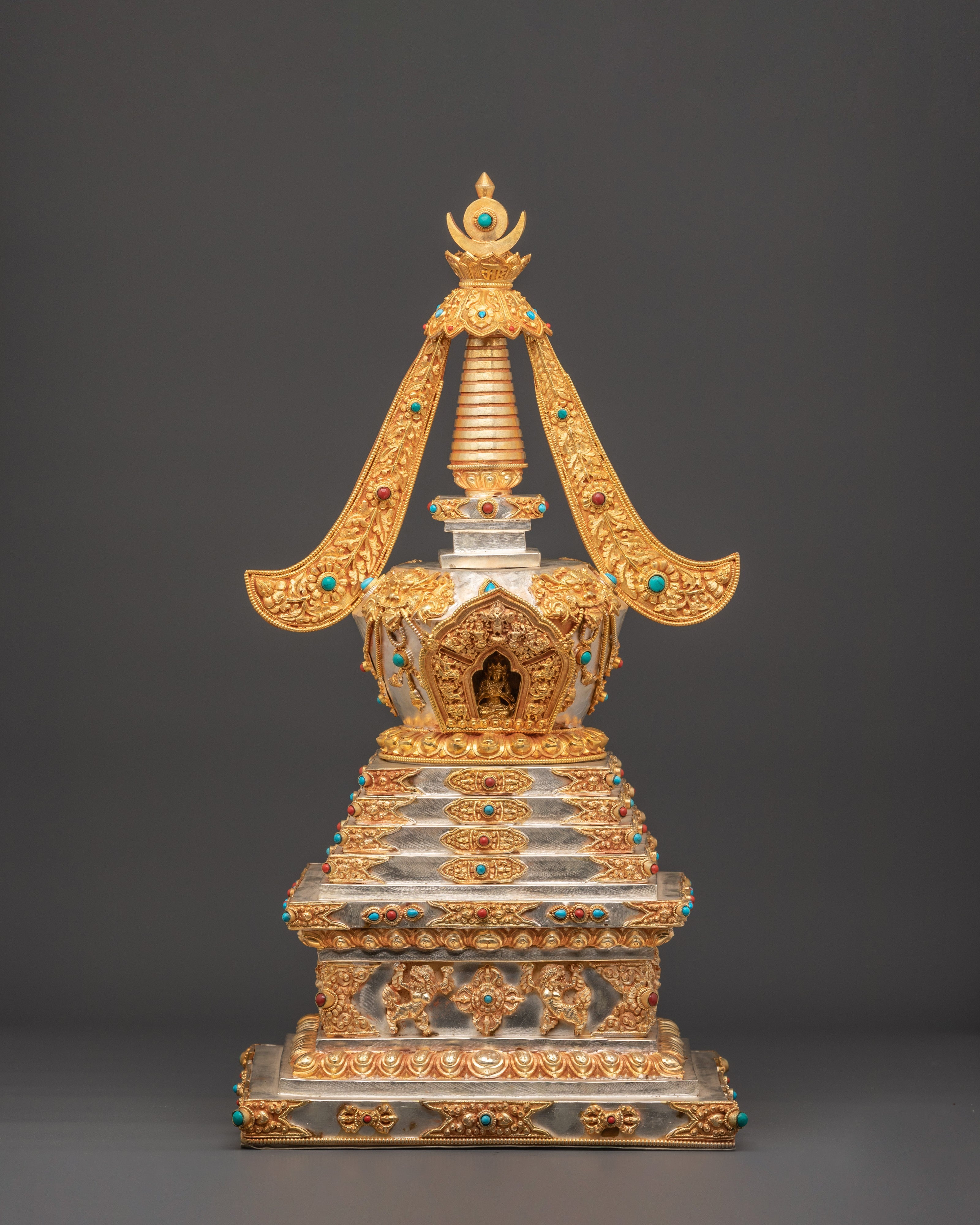 Gold Plated Buddhist Shrine Stupa