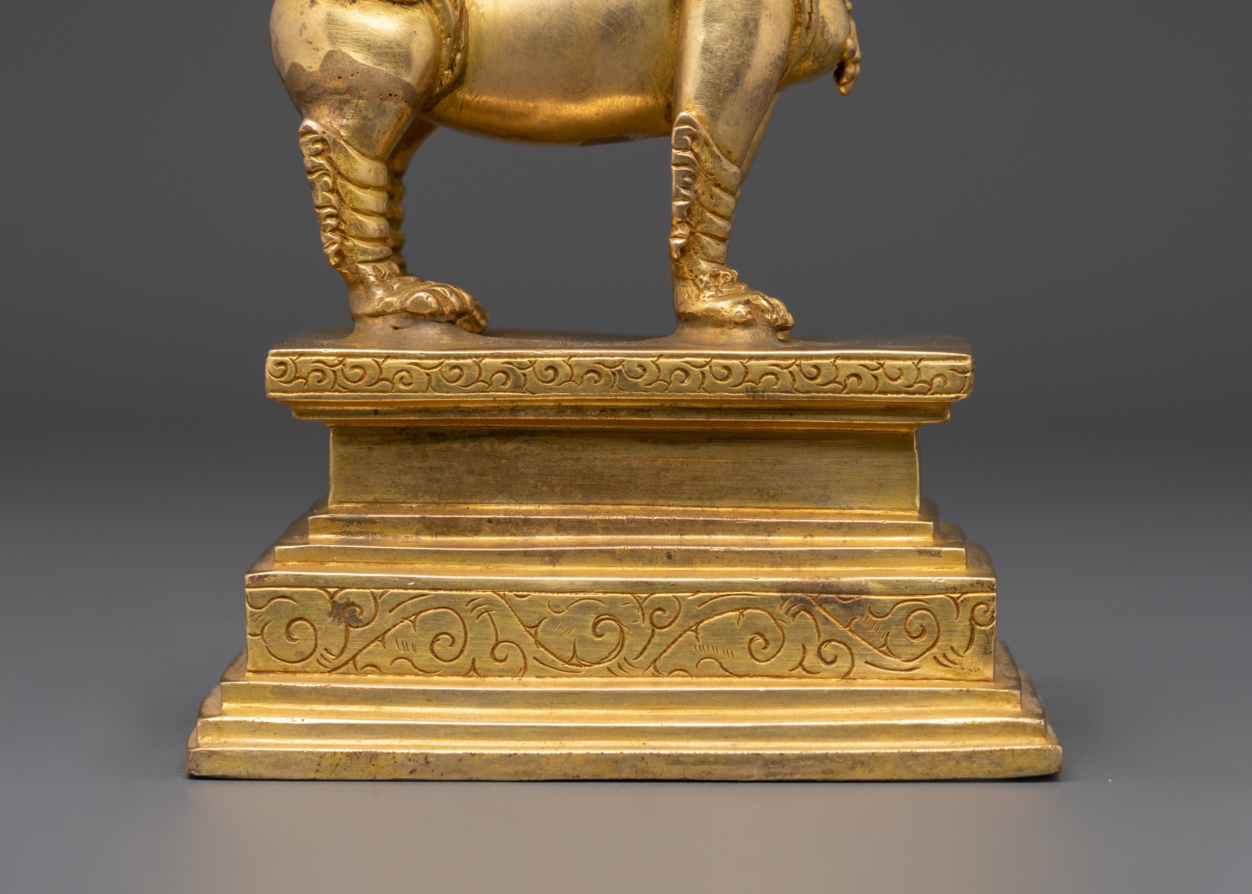 Gold Plated Lion Statue Set | Set of Two Temple Guardians