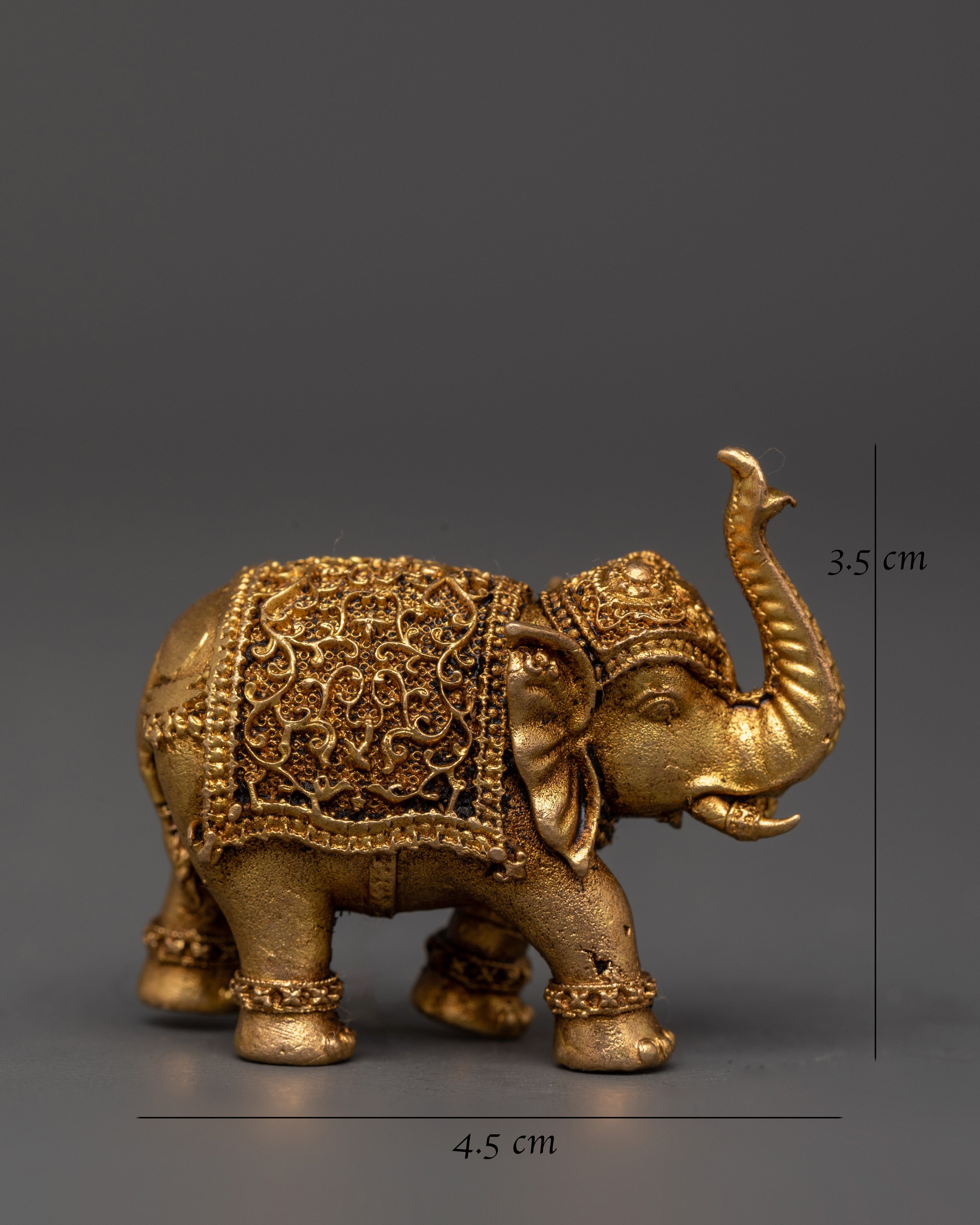 Mini Brass Elephant Statue with Raised Trunk | Ideal for Good Luck, Feng Shui, and Gift