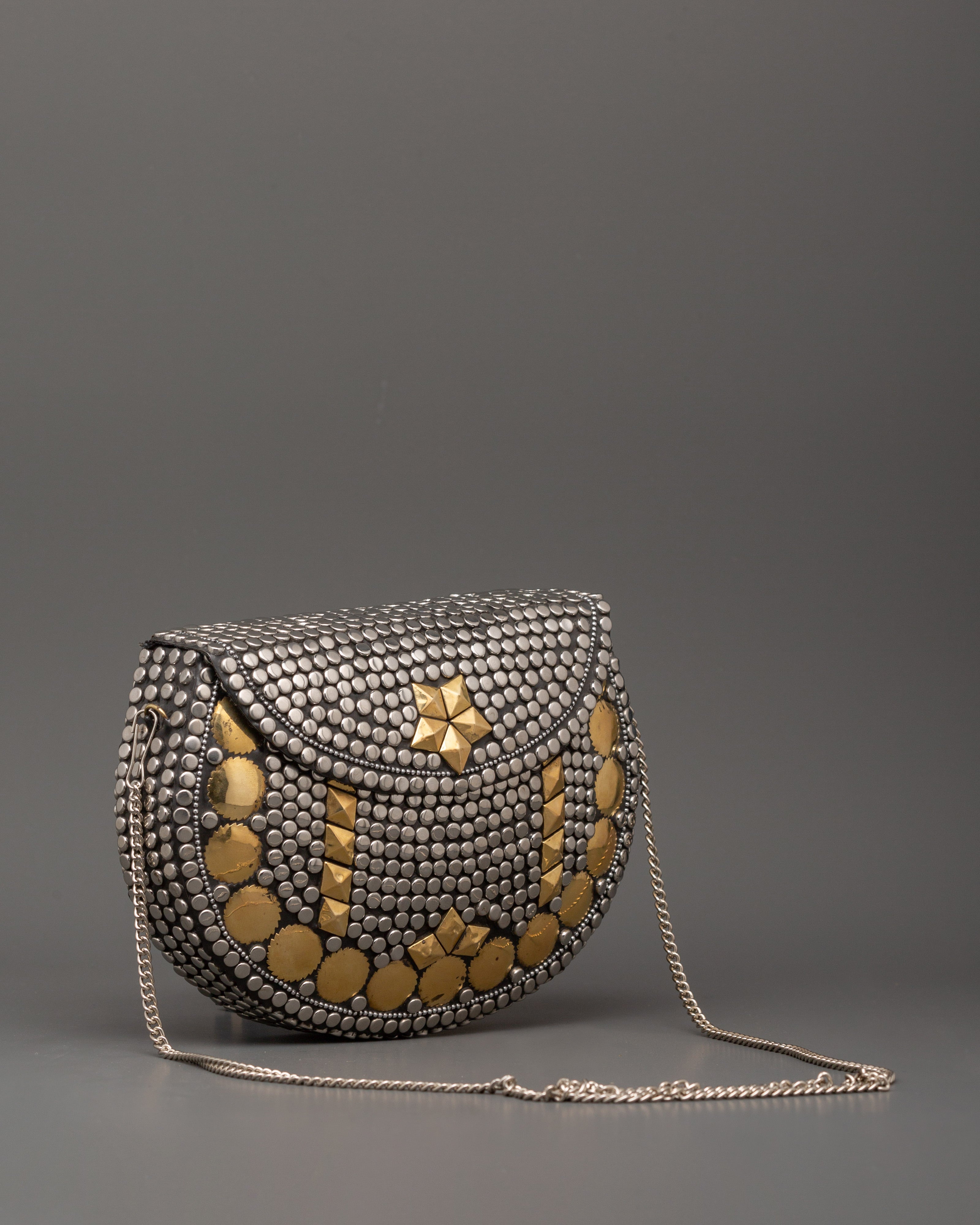 Metal Side Bag with Brass | Handbag for Festival and Daily Wear