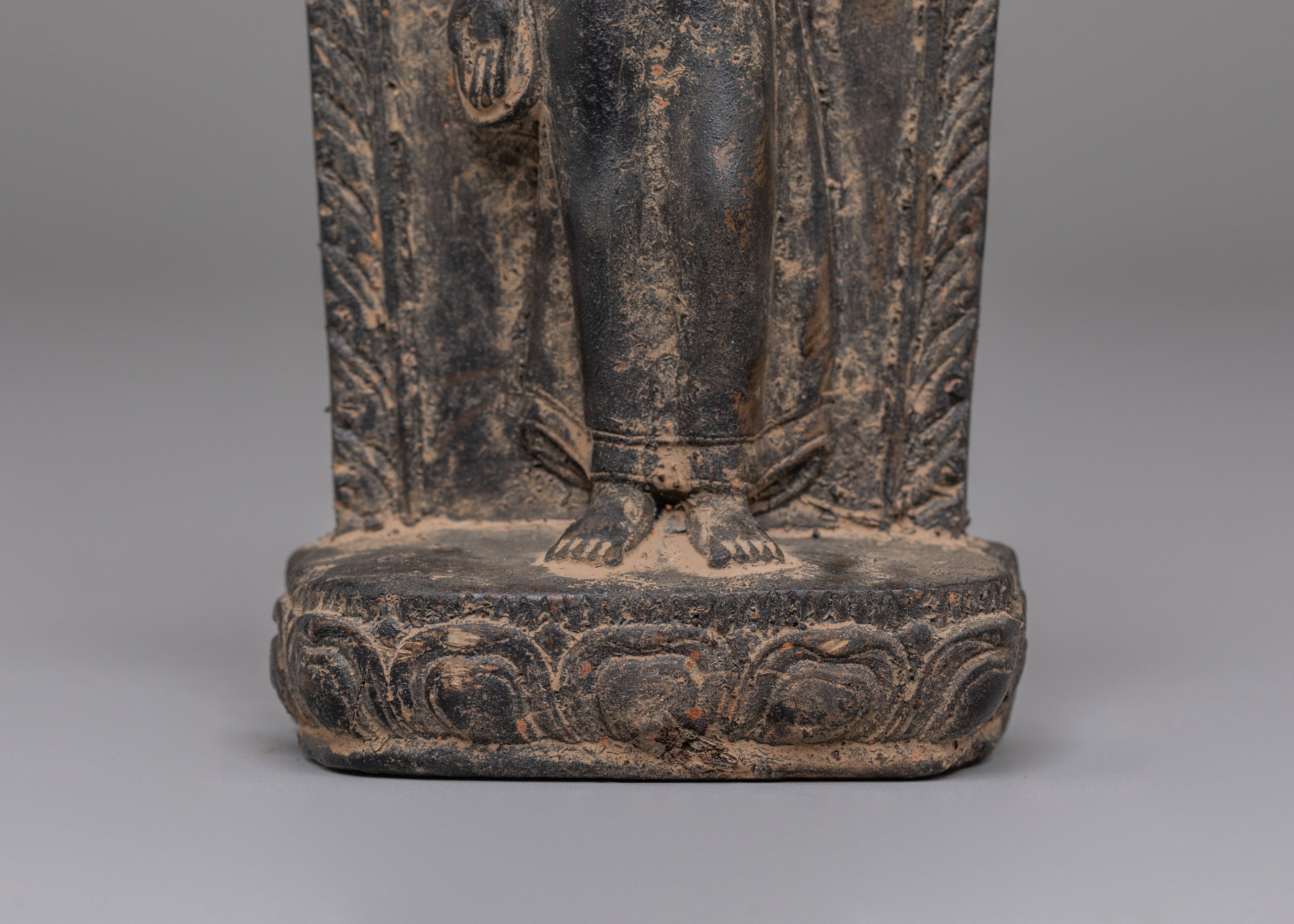 Dipankara Enlightenment Buddha Statue | Ancient Buddhist Stone Sculpture