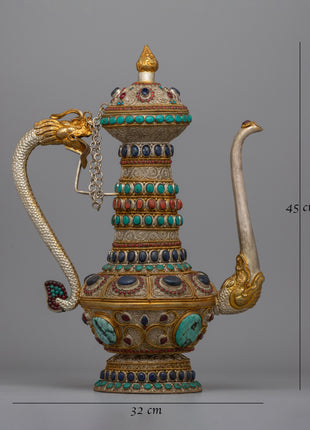 Handmade Decorative Tibetan Tea Pot Decor | Perfect for Spiritual & Cultural Decor
