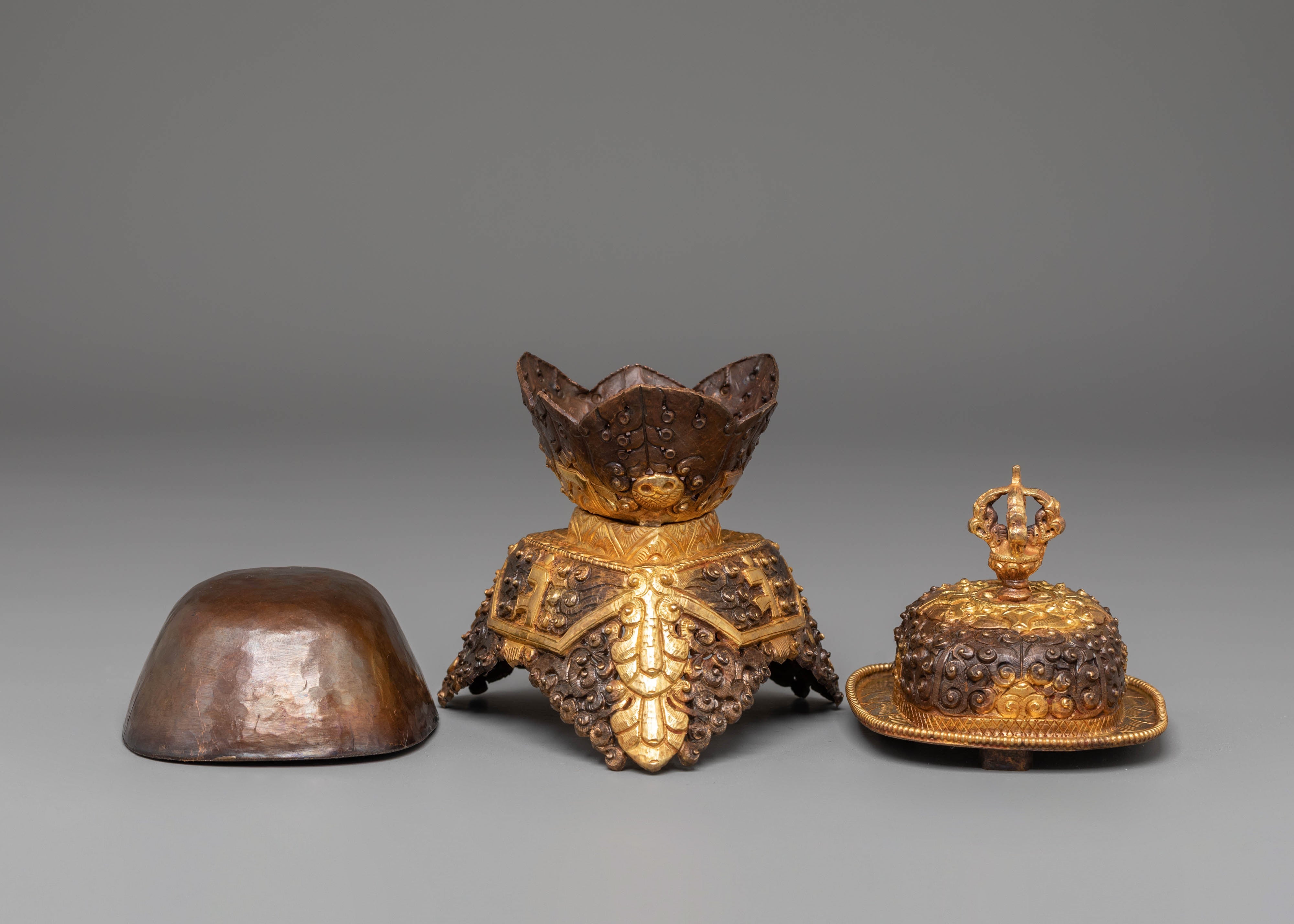 Handmade Kapala Sacred Ritual Set | Gold Plated Tibetan Offering Set